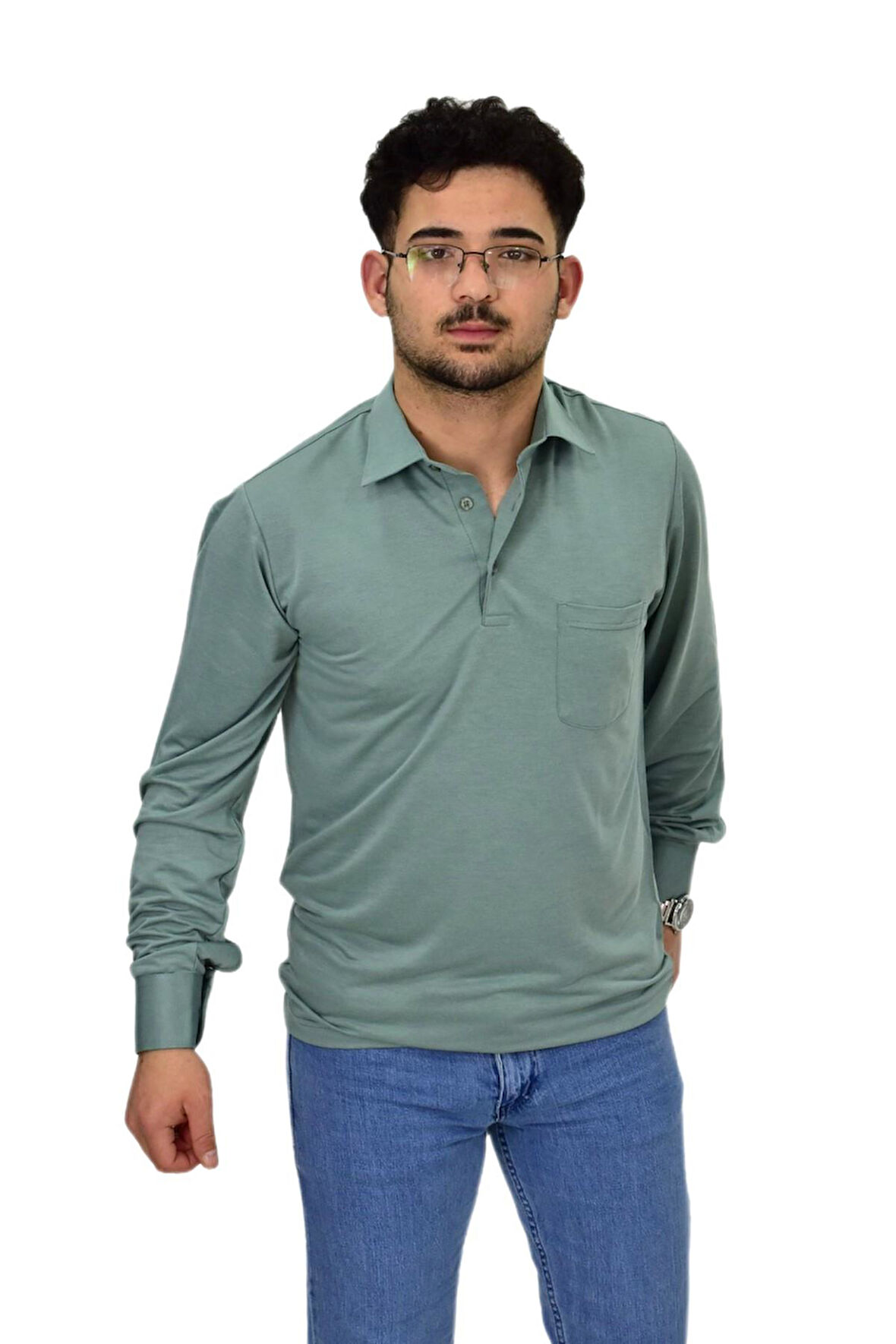 Erkek Gömlek Yaka Uzunkol Tişört T6063 BGL-ST04542