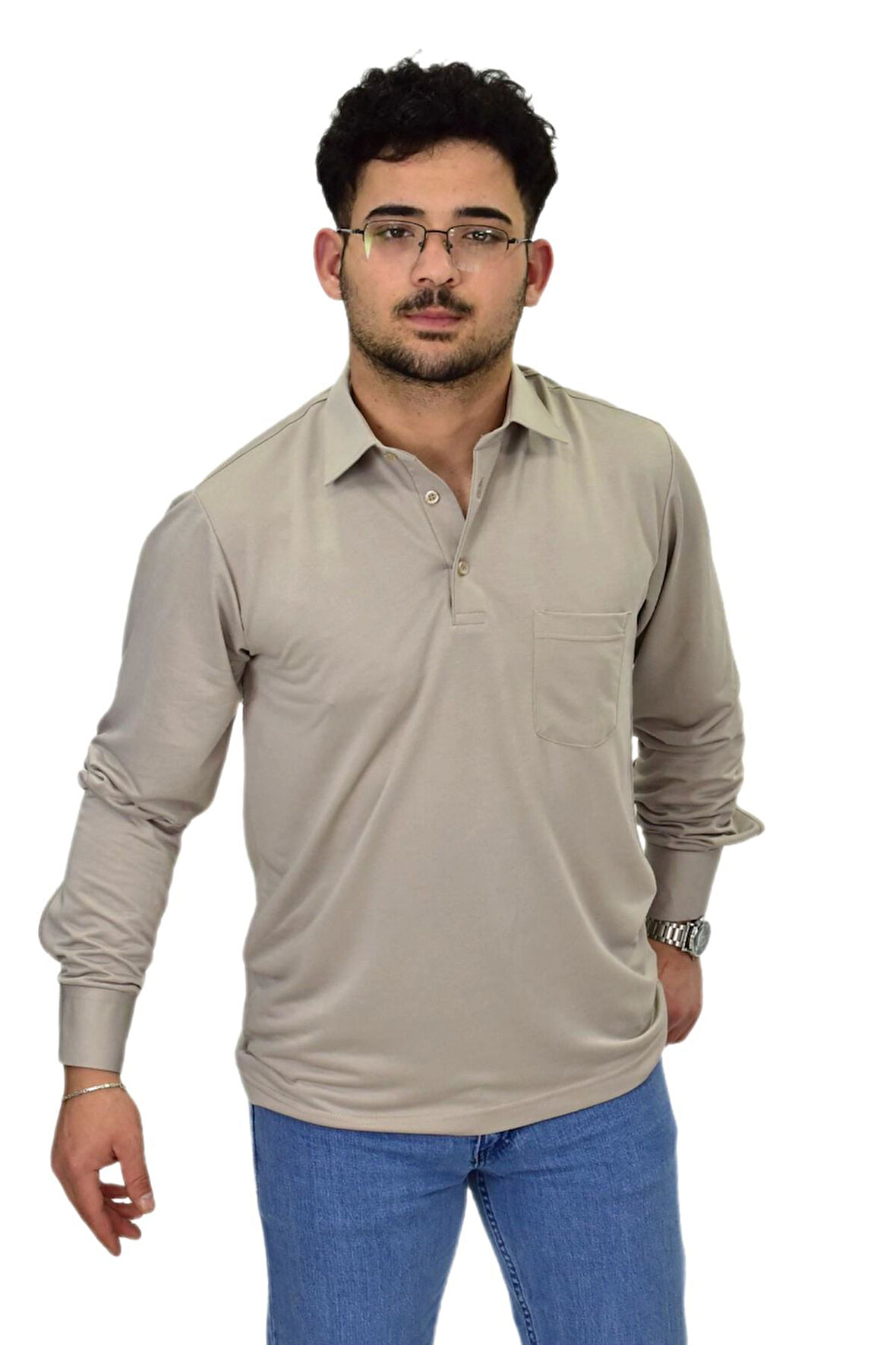 Erkek Gömlek Yaka Uzunkol Tişört T6063 BGL-ST04542