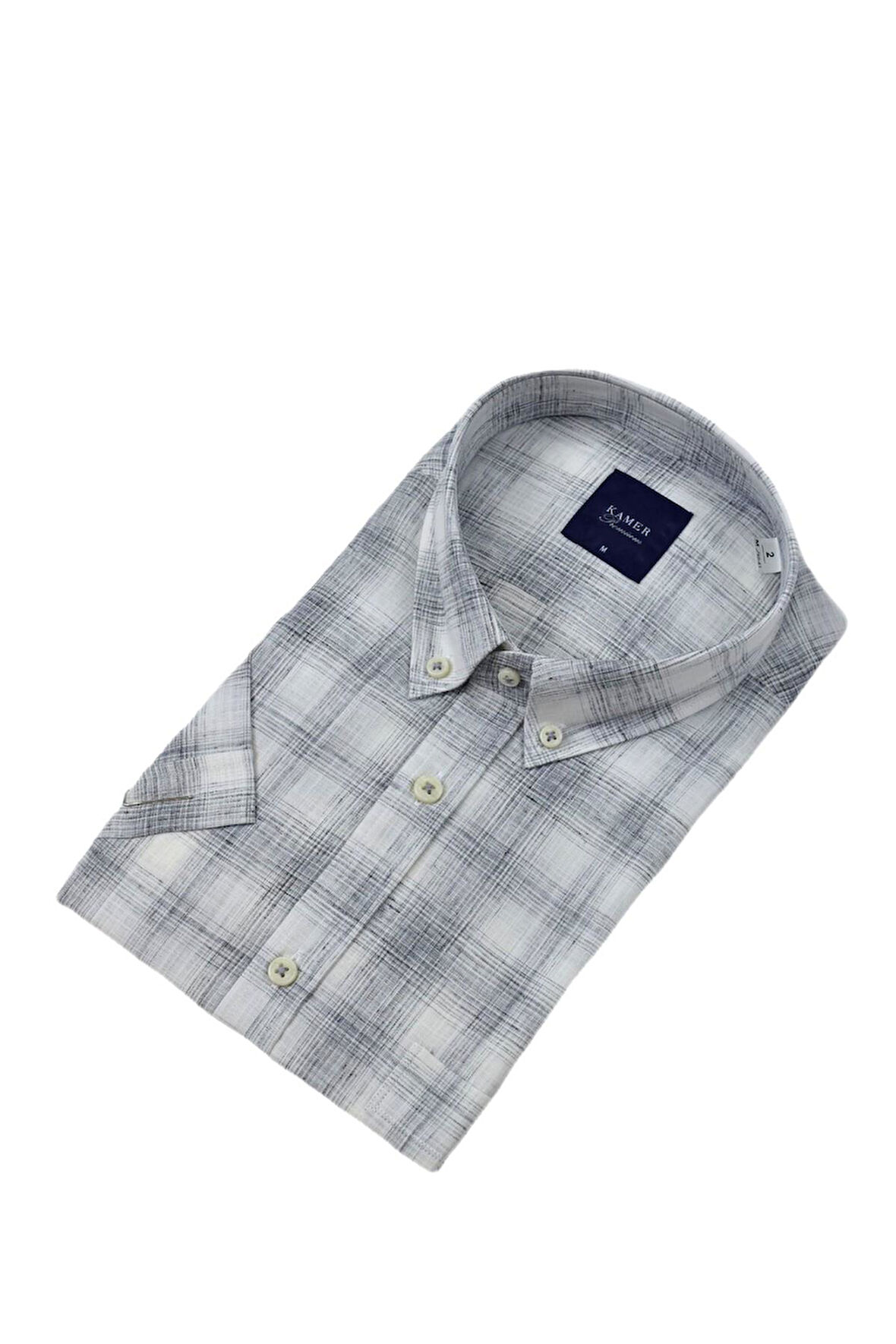 Erkek Klasik Ekose Kısa Kol Gömlek Pamuk Keten 9343 BGL-ST04585