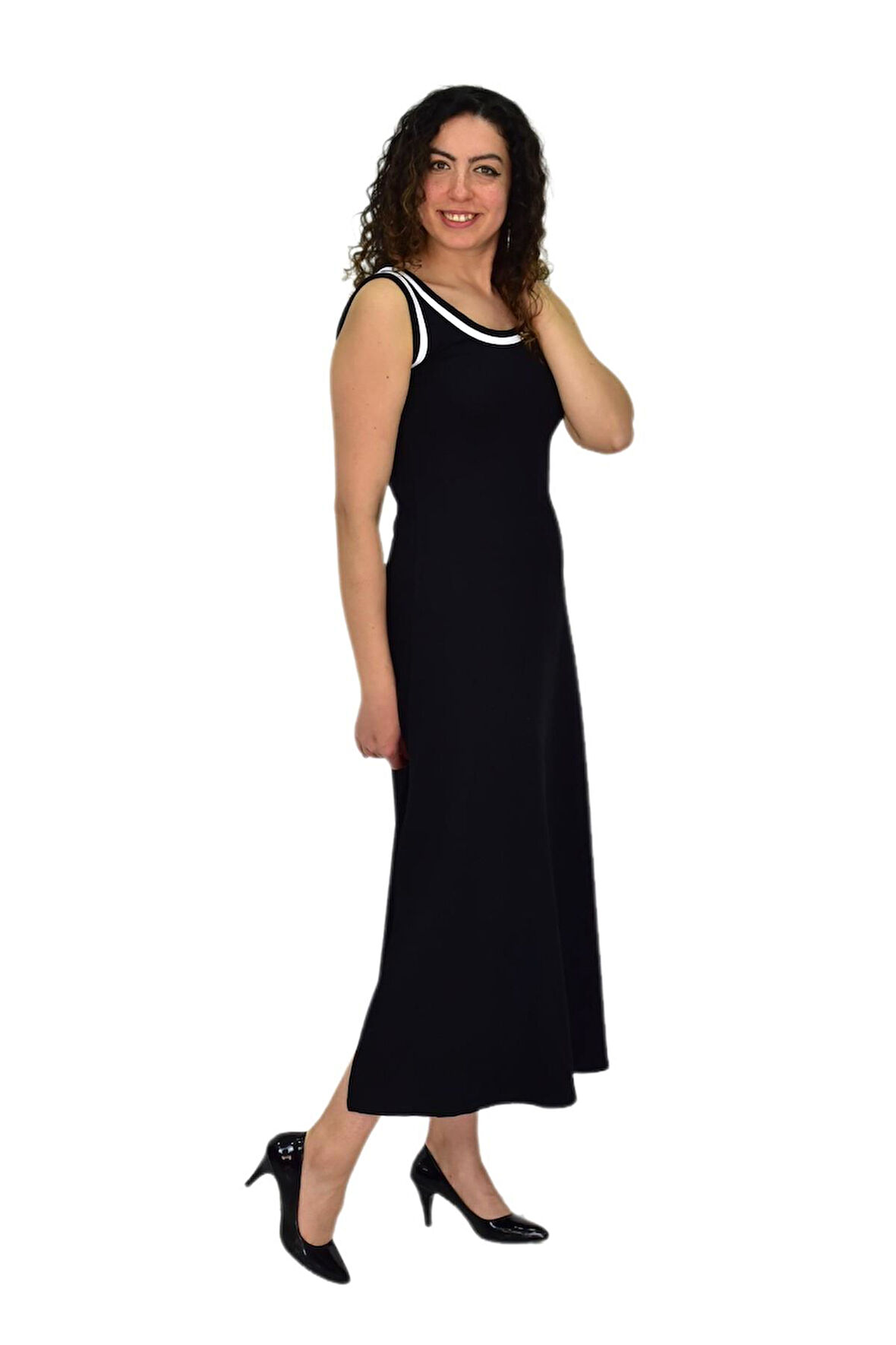 Kadın Askılı Biyeli Likralı Elbise BGL-ST04649