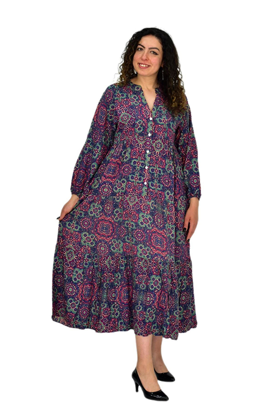 Kadın Empirme Uzun Kol Elbise BGL-ST04670