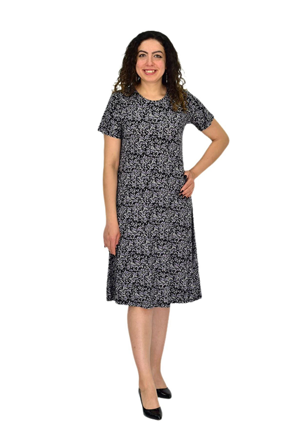 Kadın Kısa Kol Likralı Viskon Elbise BGL-ST04671