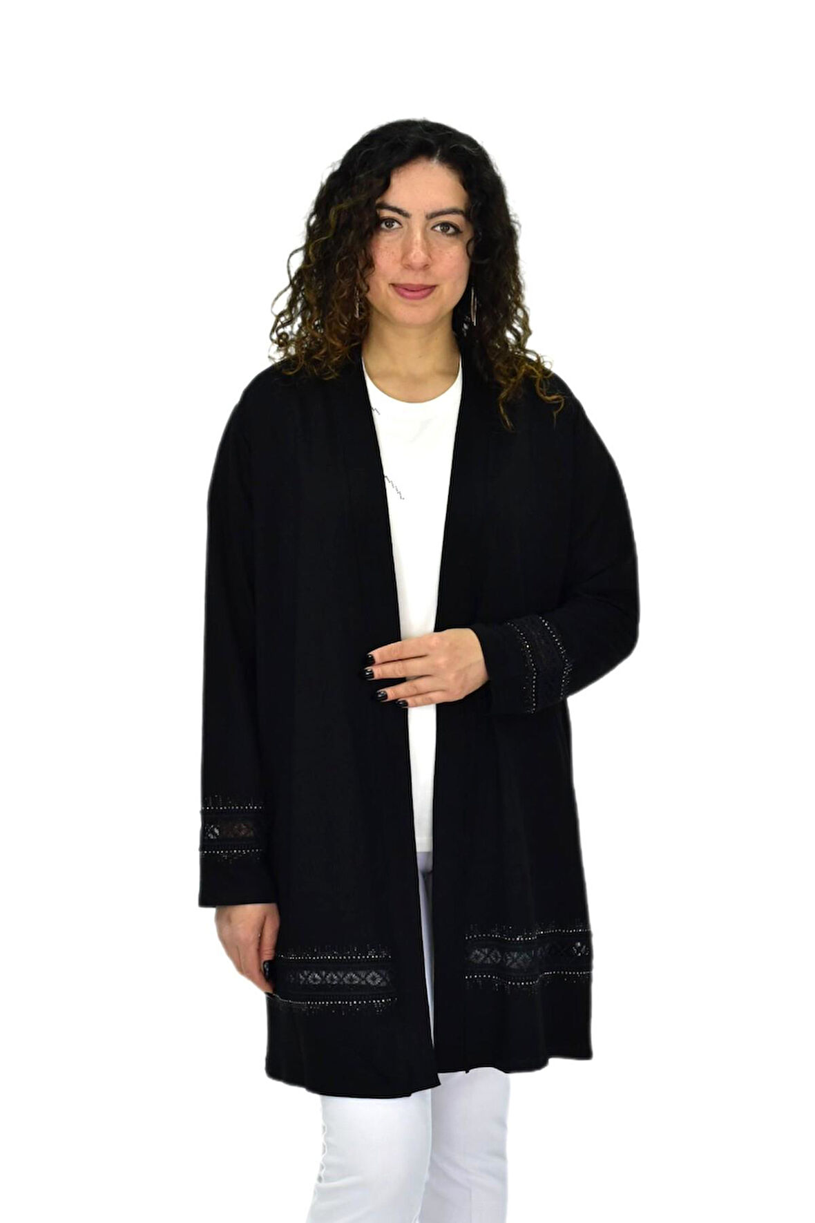 Kadın Siyah Likralı Viskon Hırka BGL-ST04678