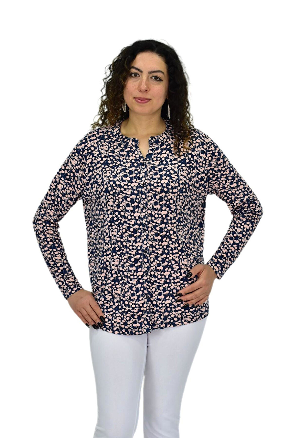 Kadın Uzun Kol Düğmeli Bluz BGL-ST04683