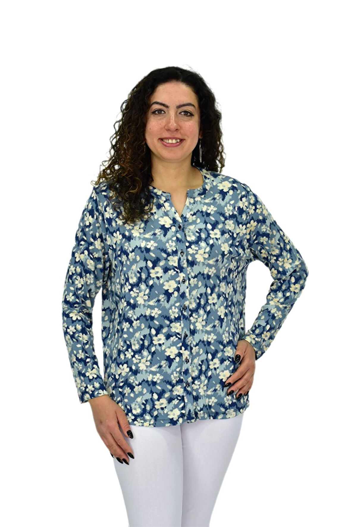 Kadın Uzun Kol Düğmeli Bluz BGL-ST04686