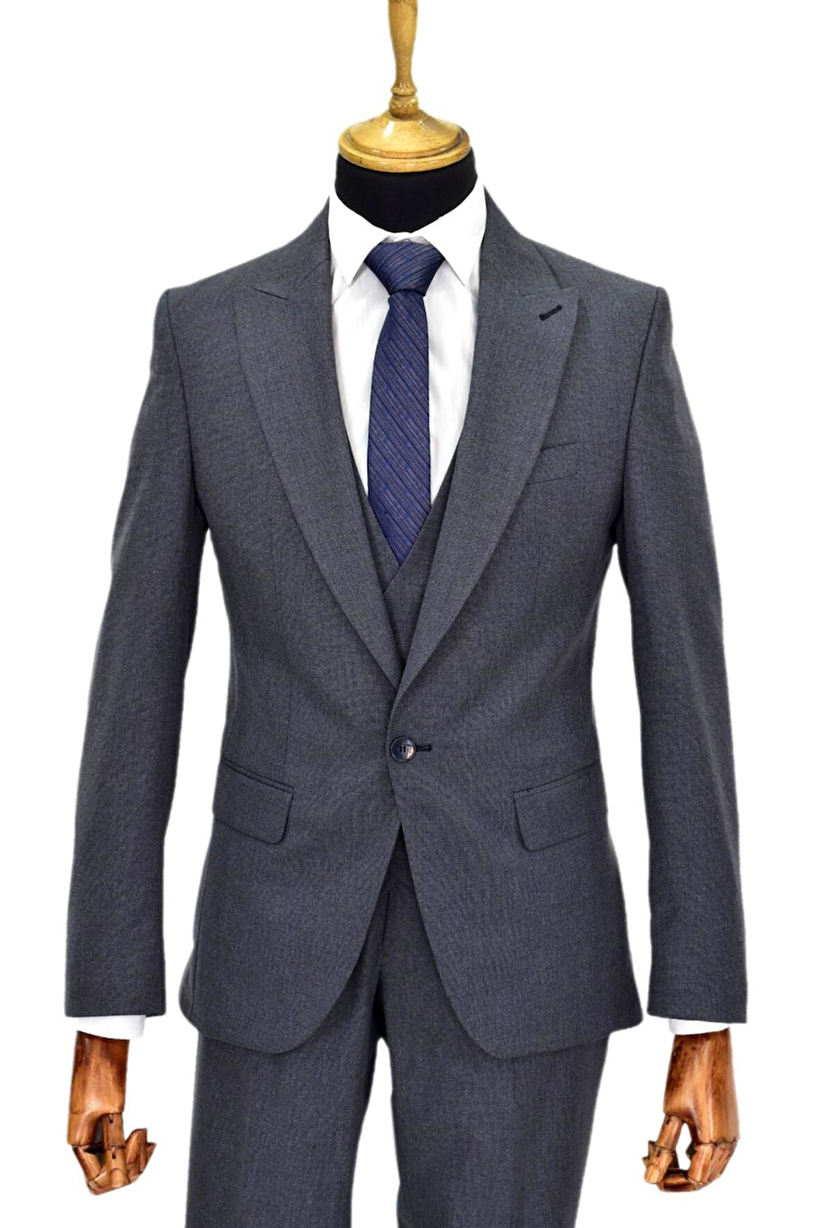 Erkek Silim Fit Yelekli Çift Yırtmaçlı Takım Elbise BGL-ST04737