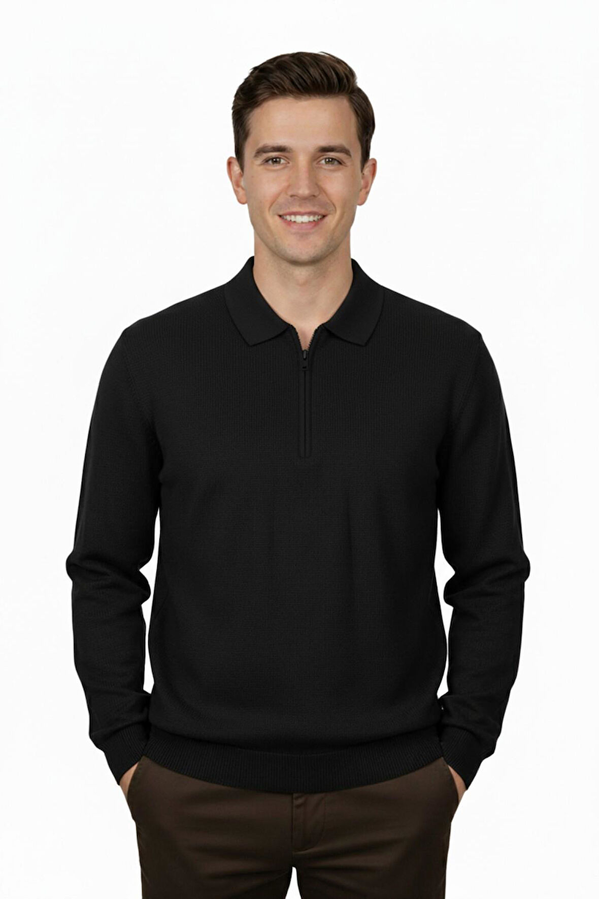 Erkek Regular Fit Polo Yaka Petek Triko Kazak BGL-ST04825