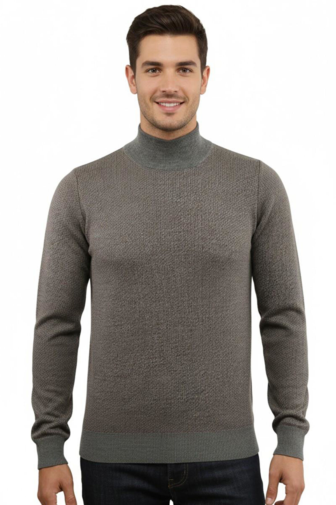 Erkek Yarım Balıkçı Kazak Çelik Örgü Regular Kalıp 5206B BGL-ST04853