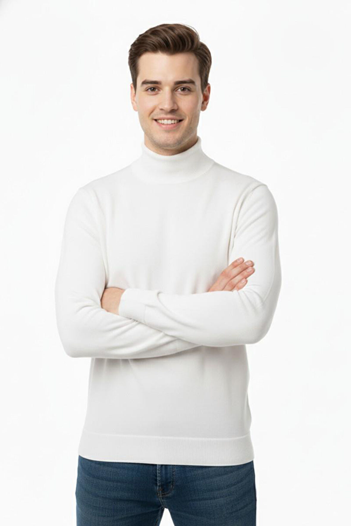 Erkek Yarım Balıkçı Kazak Çelik Örgü Regular Kalıp 4241B BGL-ST04854