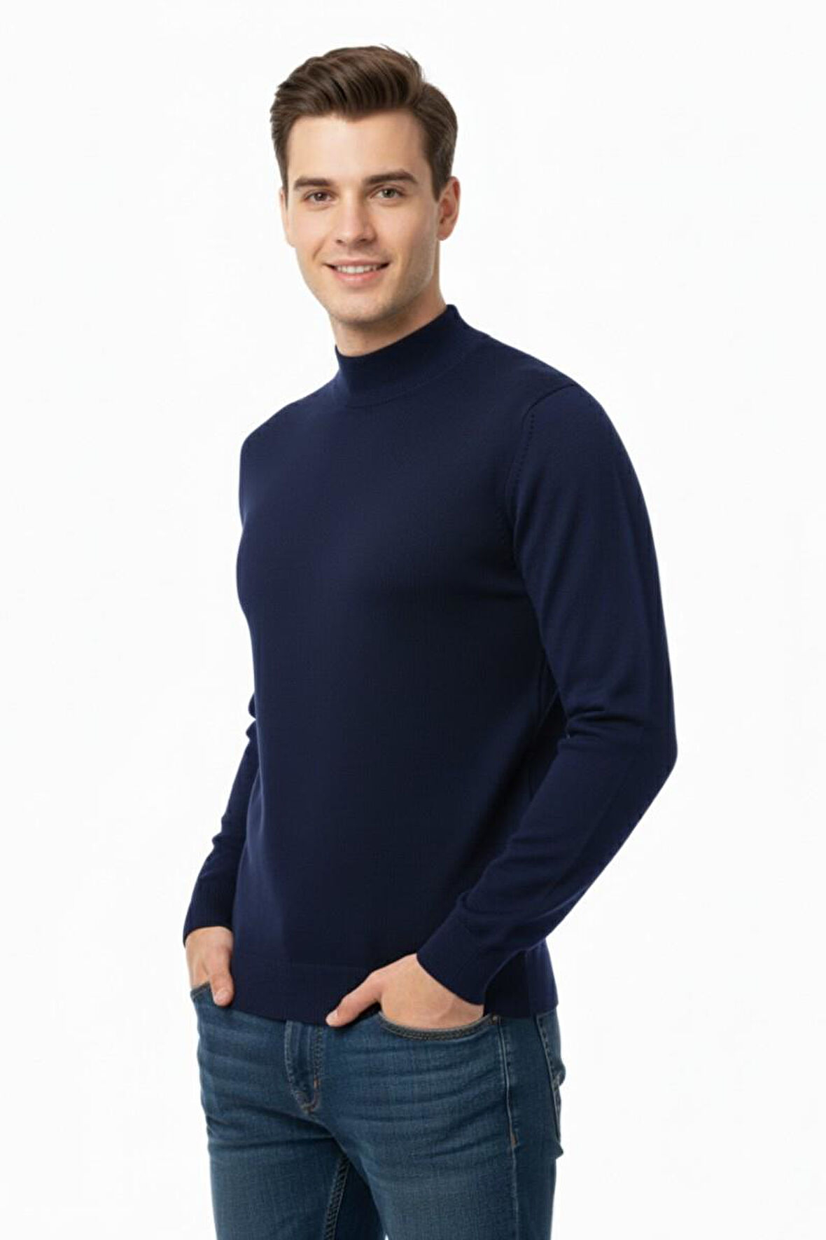 Erkek Yarım Balıkçı Kazak Çelik Örgü Regular Kalıp 4241B BGL-ST04854