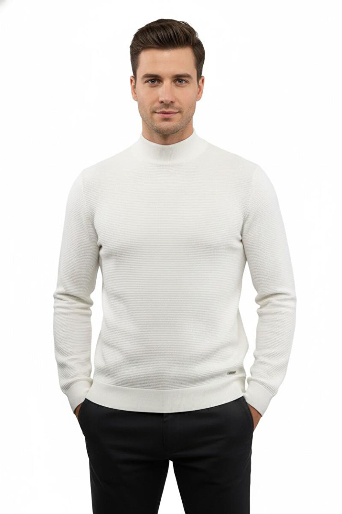 Erkek Yarım Balıkçı Kazak Triko Klasik Kalıp 5240B BGL-ST04856