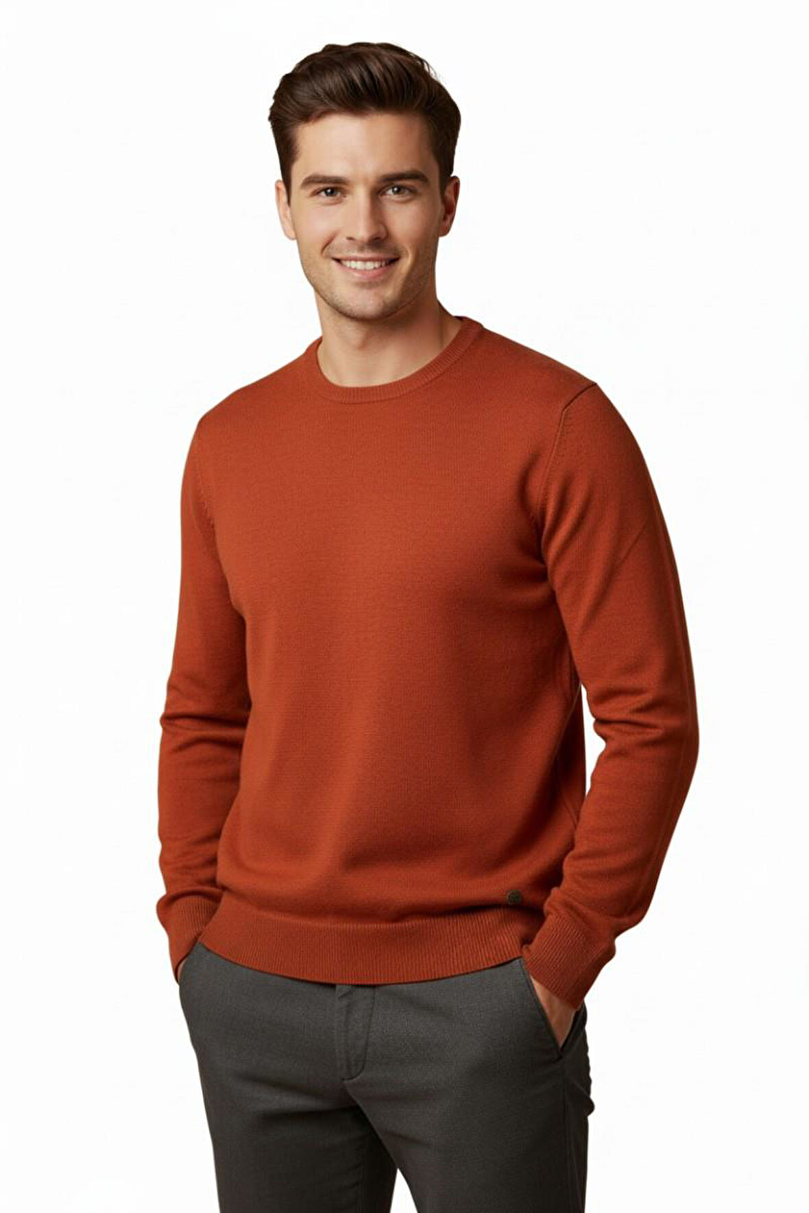 Erkek Sıfır Yaka Kazak Çelik Örgü Klasik Kalıp 4241C BGL-ST04857