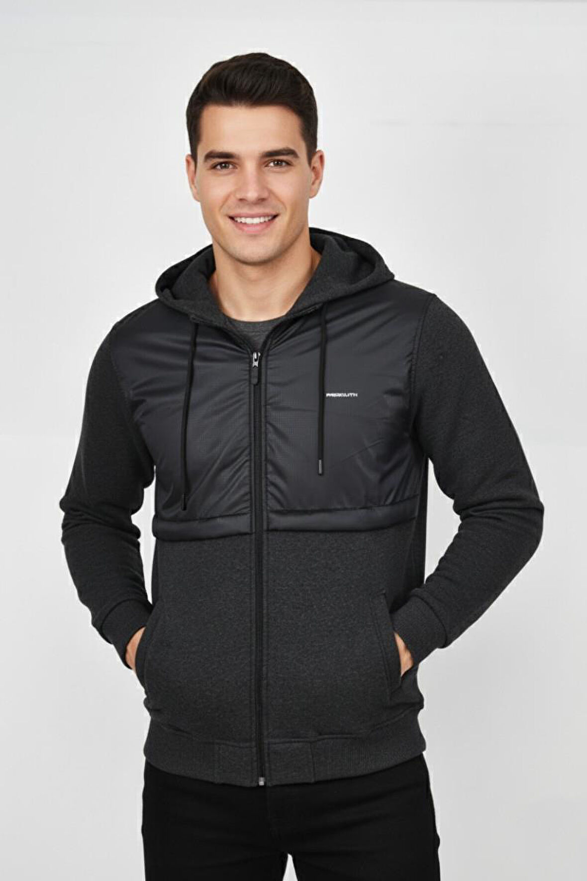 Erkek Kapitone Modelli 3 İplik Kapüşonlu Sweatshirt BGL-ST04865