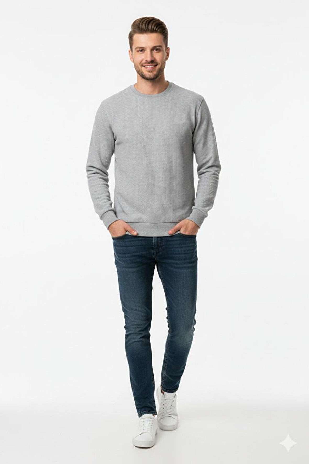 Erkek Büyük Beden Sıfır Yaka Selanik Sweatshirt BGL-ST04871