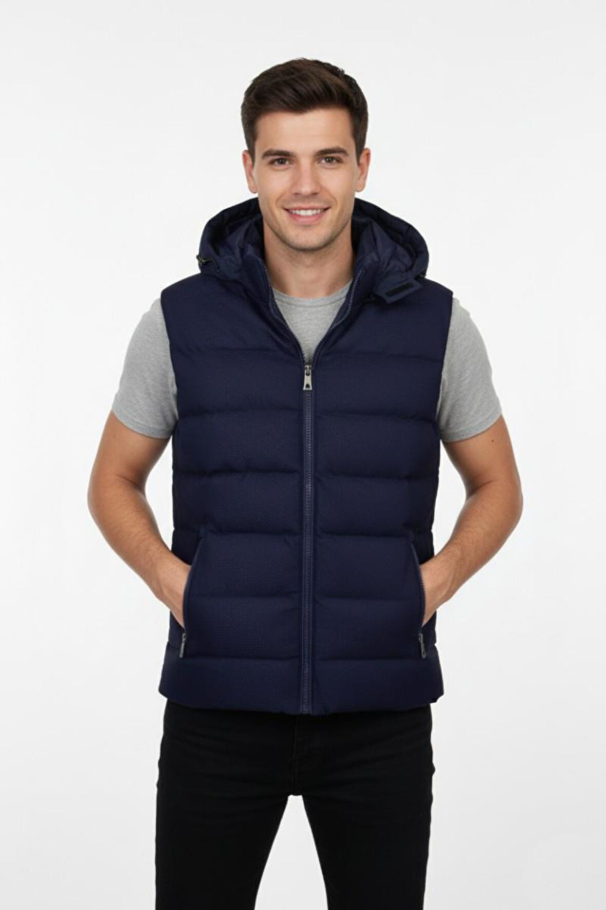 Erkek Spor Kapüşonlu Yelek Regular Kalıp 961-309 BGL-ST04874