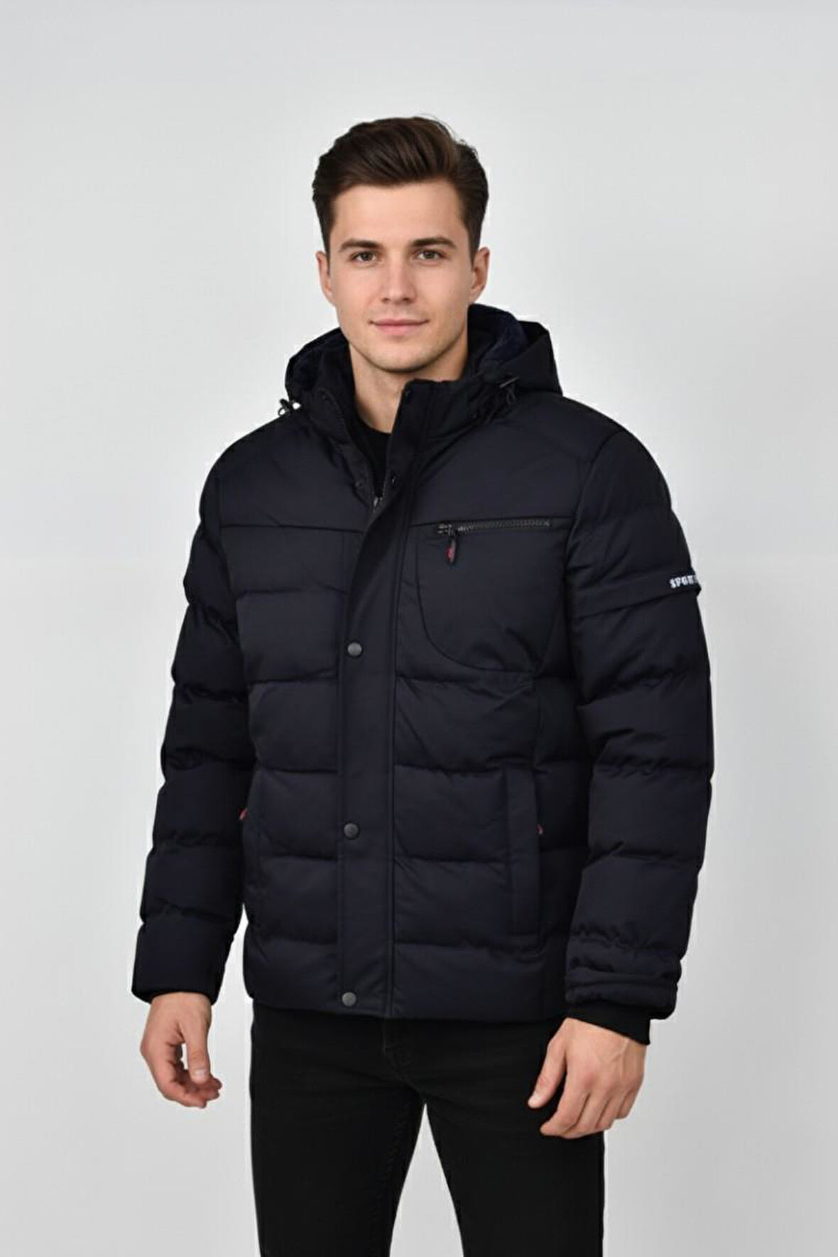 Erkek Kapüşonlu İç Kürklü Spor Mont 99528 BGL-ST04880