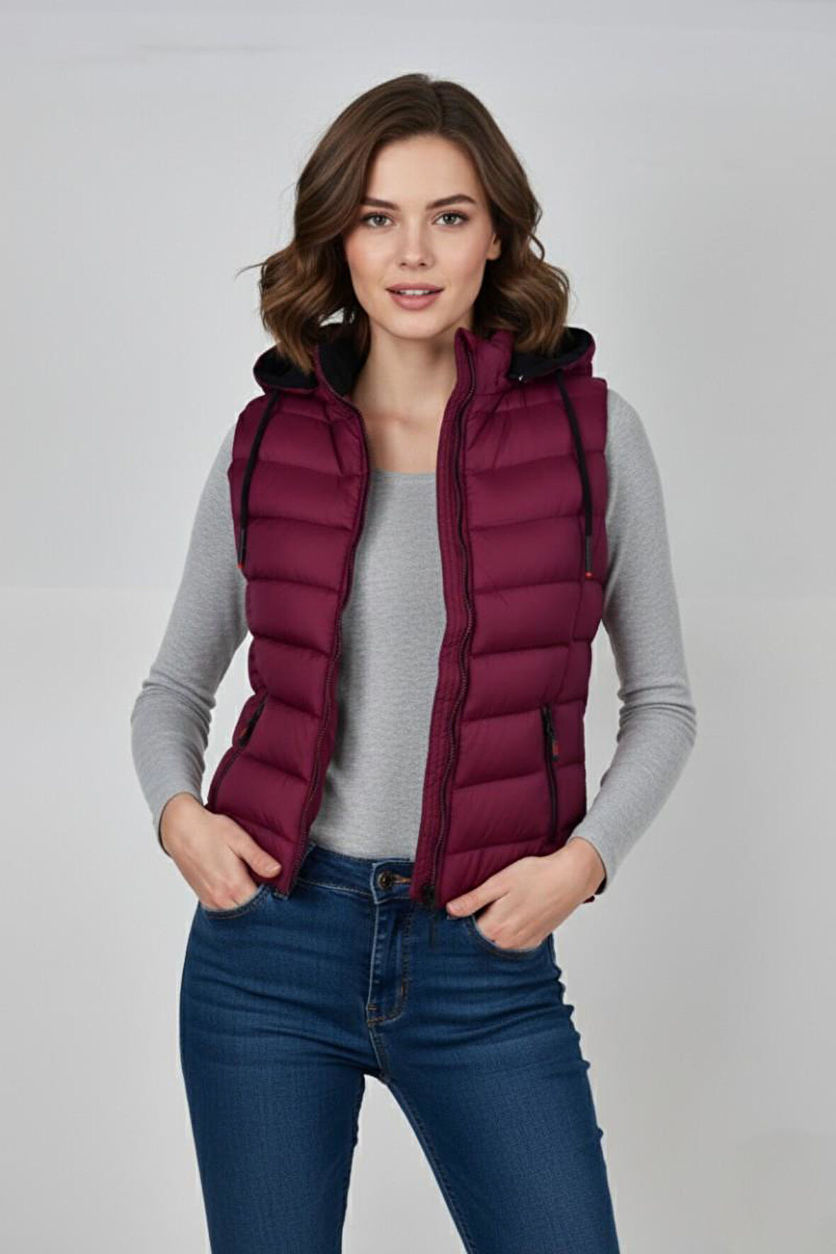 Kadın Kapüşonlu Spor Yelek 5000 BGL-ST04894