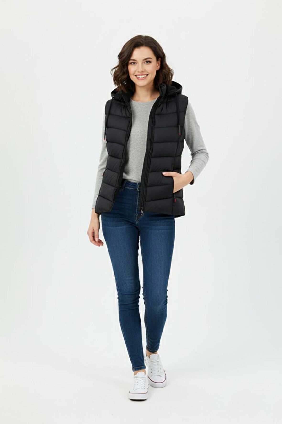 Kadın Kapüşonlu Spor Yelek 5000 BGL-ST04894