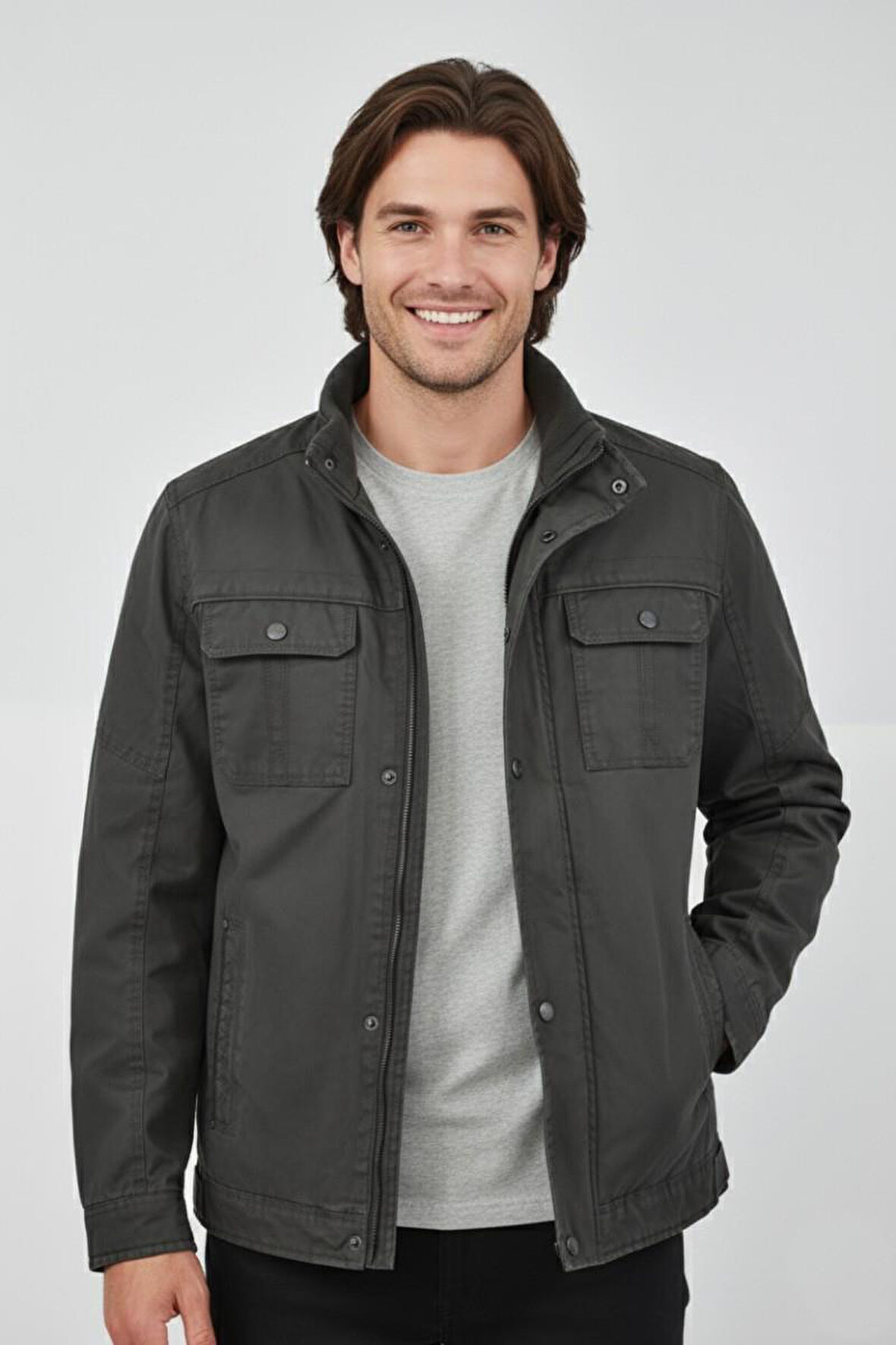 Erkek Kanvas Hakim Yaka İçi Kürklü Spor Mont M2645 BGL-ST04917