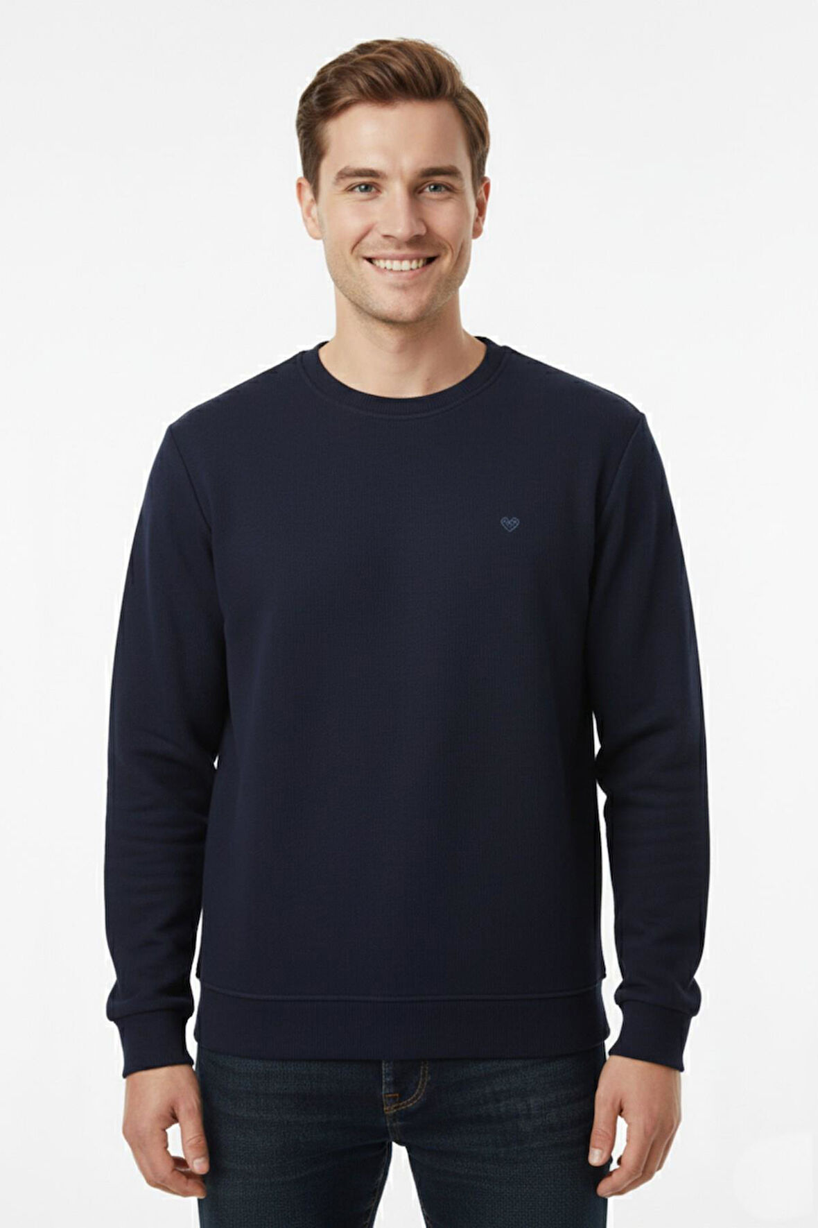 Erkek Sıfır Yaka Selanik Sweatshirt Regular Kalıp BGL-ST04926