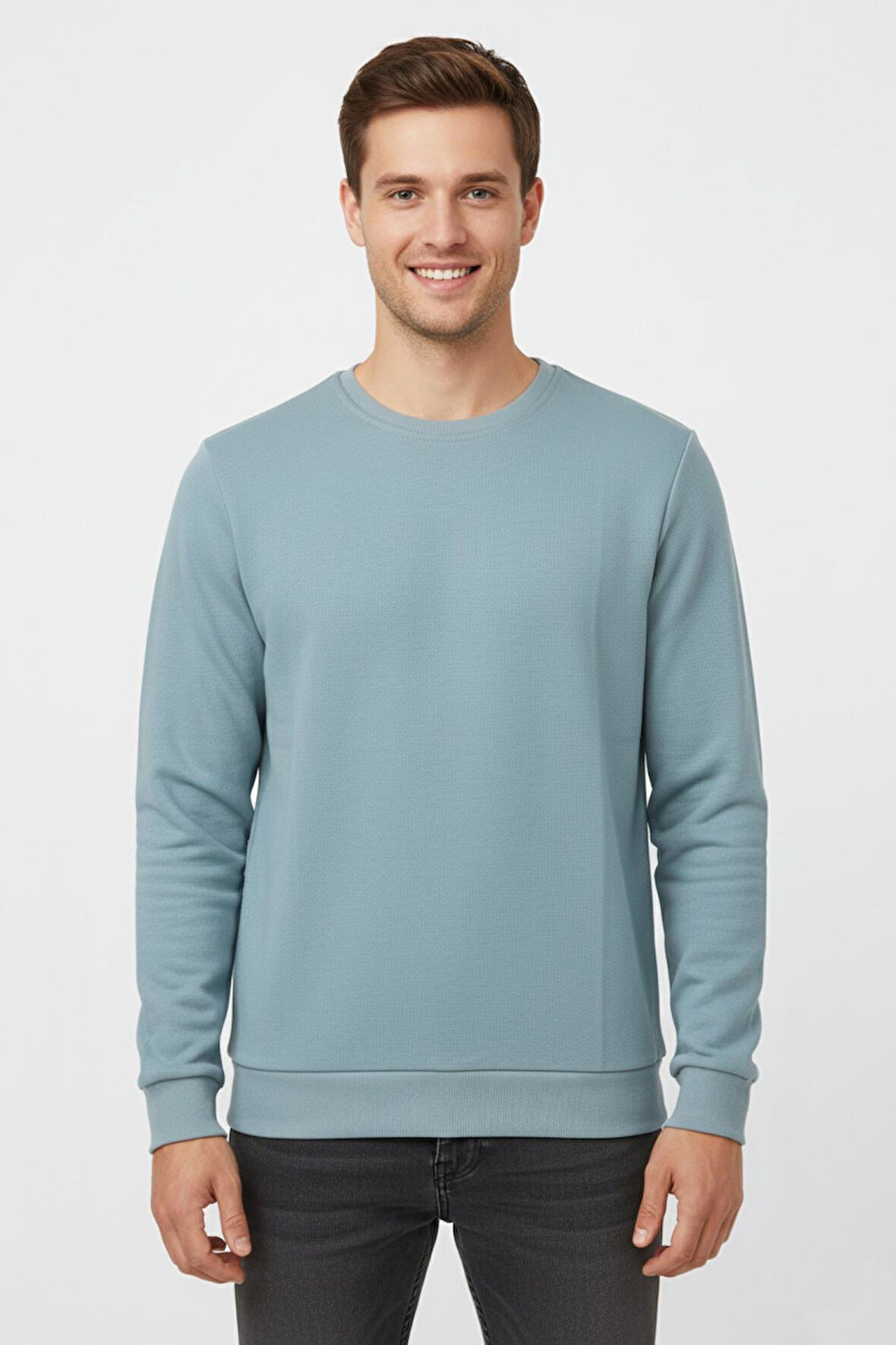 Erkek Sıfır Yaka Kazak Petek Örgü Klasik Kalıp 6635 BGL-ST04929