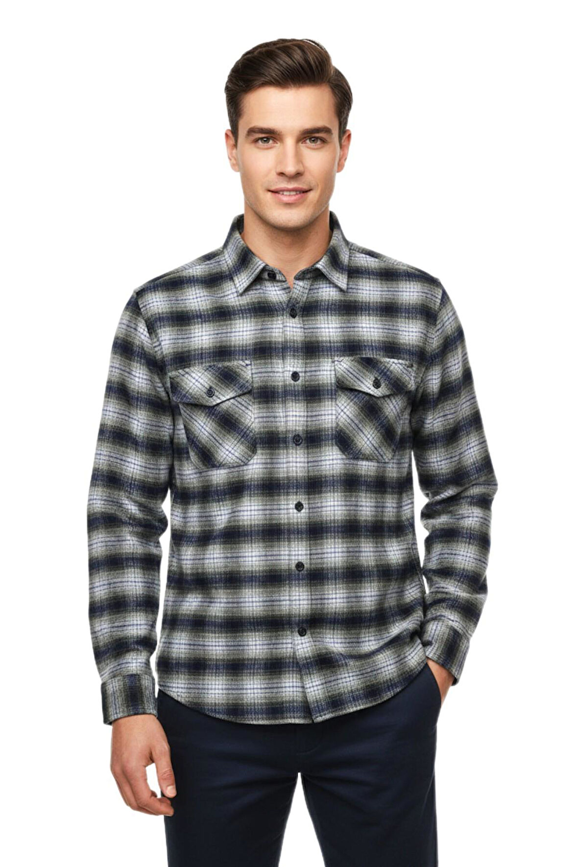 Erkek Kışlık Çift Cep Kapaklı Gömlek BGL-ST04933