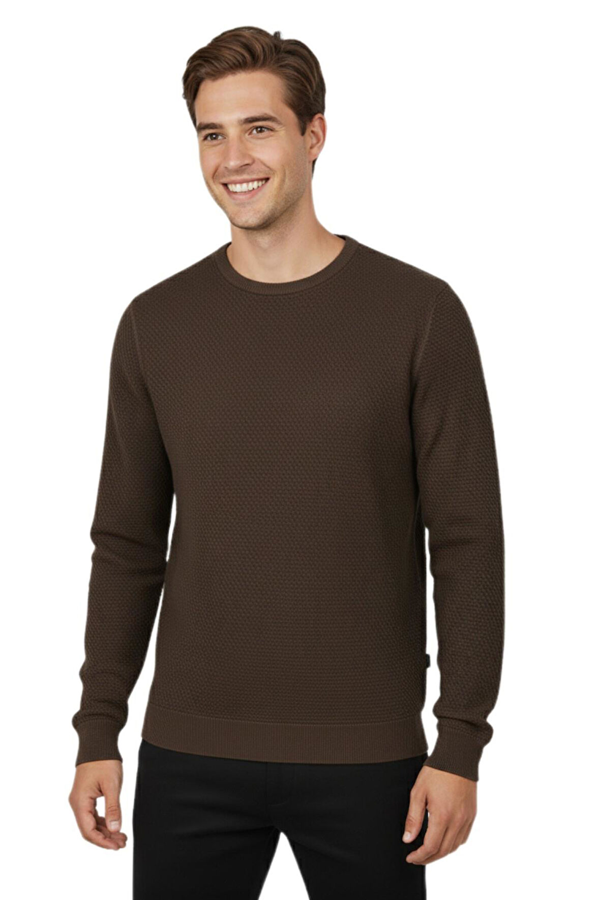 Erkek Sıfır Yaka Petek Doku Regular Fit Sweatshirt BGL-ST04950
