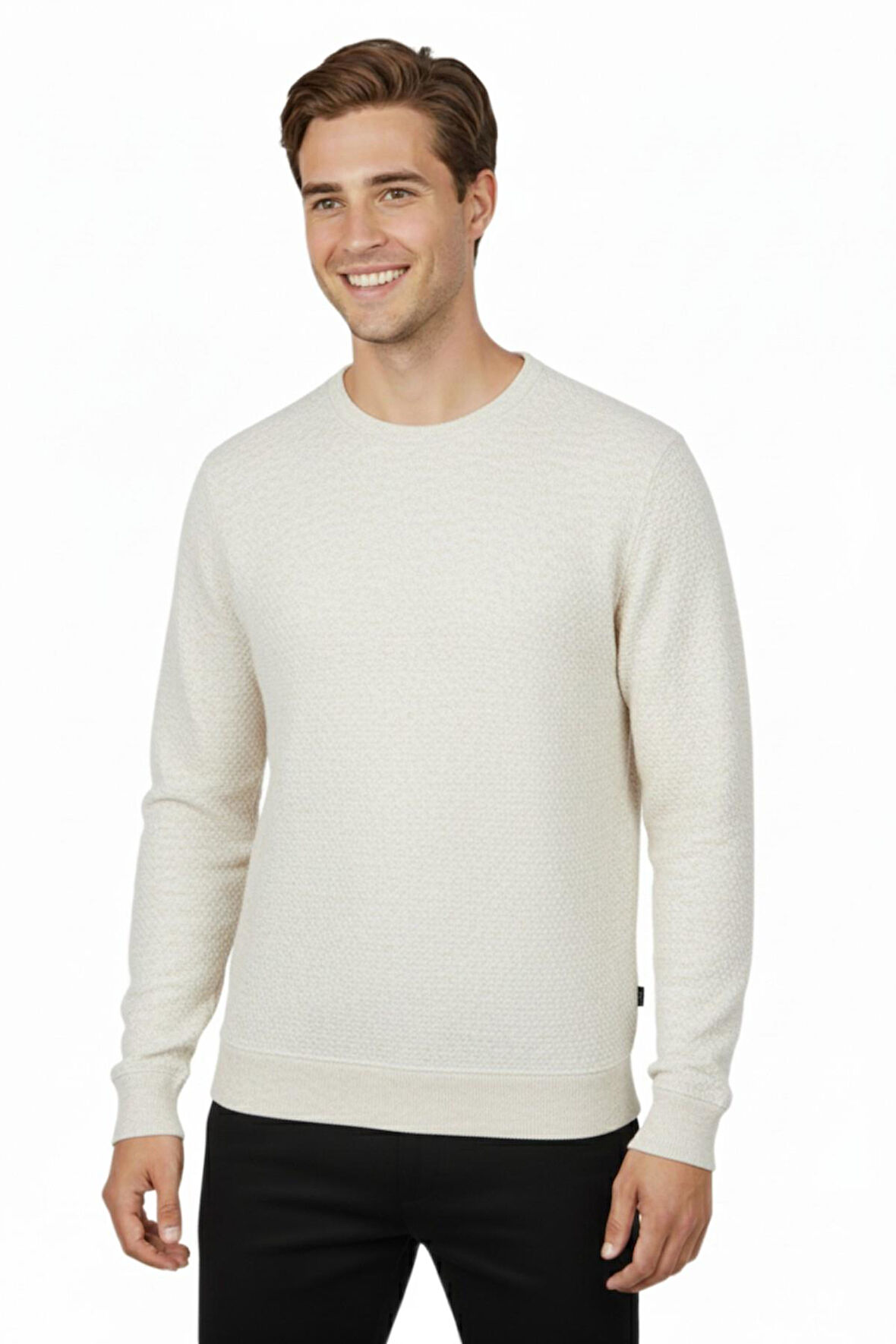 Erkek Sıfır Yaka Petek Doku Regular Fit Sweatshirt BGL-ST04950
