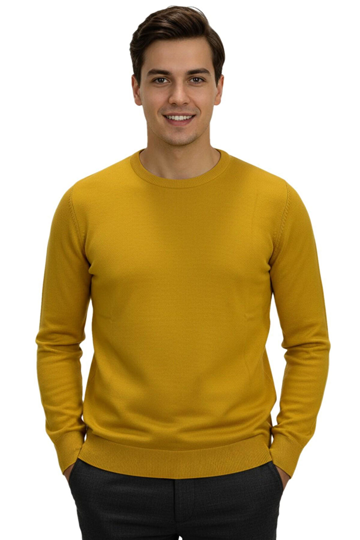 Erkek Spor Sıfır Yaka Regular Fit Kazak BGL-ST04953