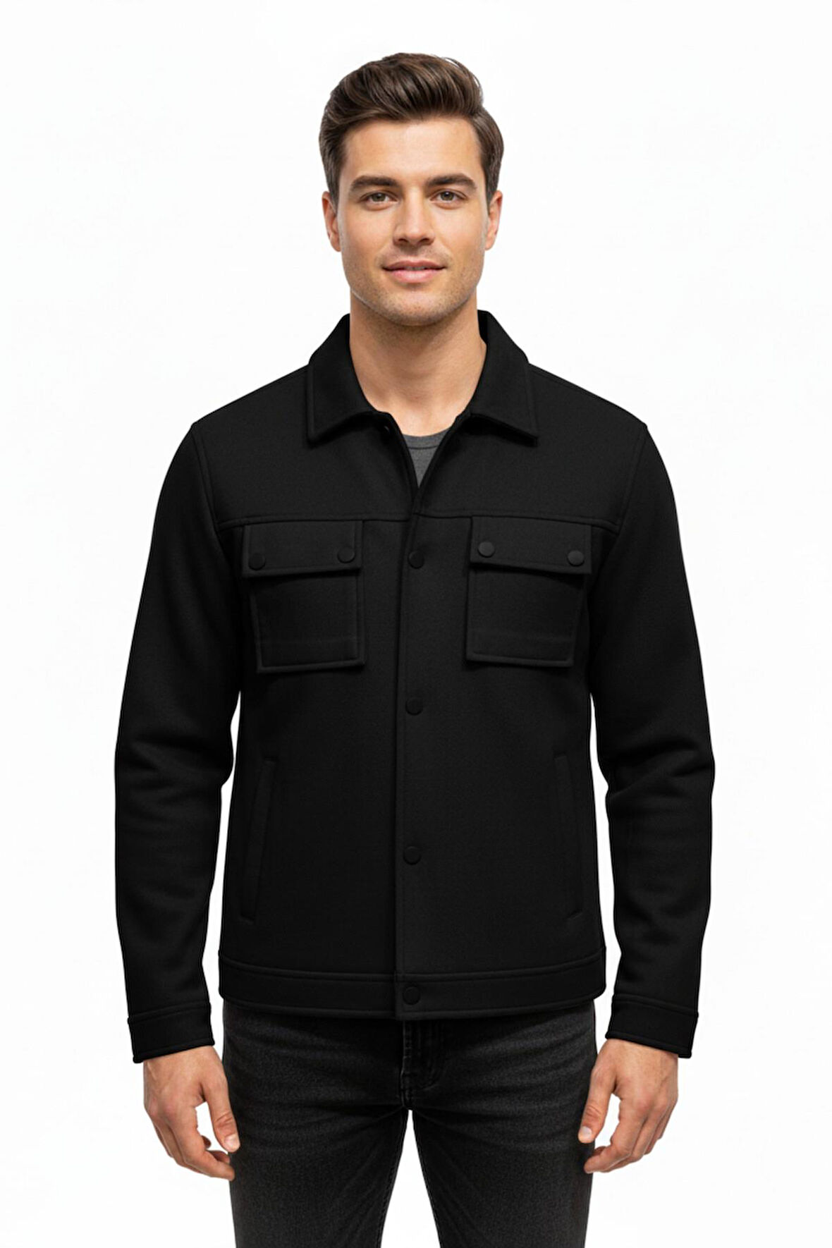 Erkek Siyah Silim Fit Mevsimlik Süet Spor Mont BGL-ST05016