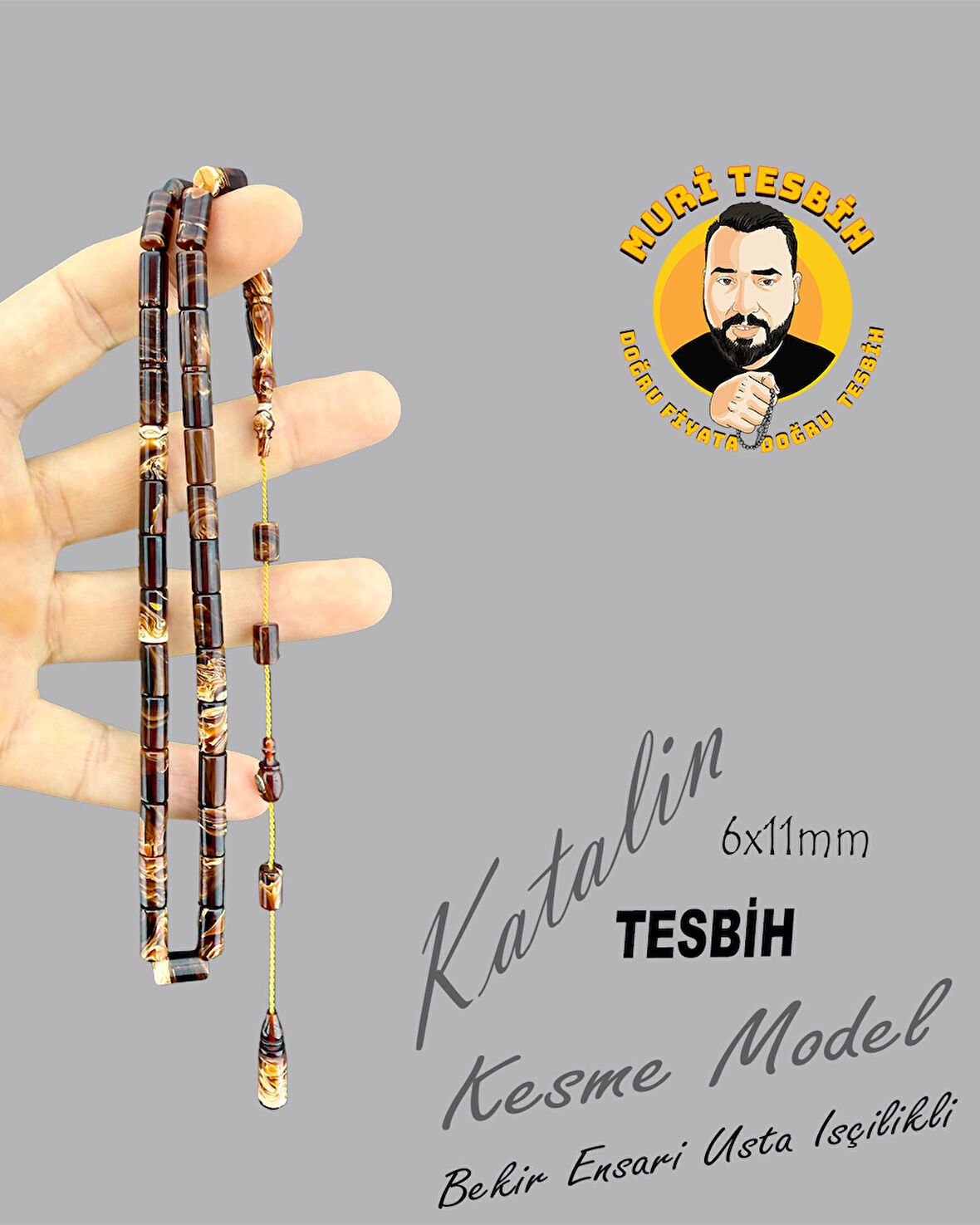 BEKİR ENSARİ ÖZEL İŞÇİLİK YENİ ÇEKOSLAVAK KATALİN TESBİH KESME MODEL 6X11mm