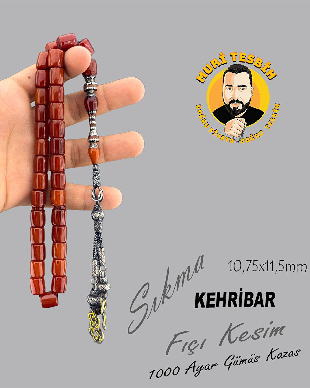 1000 AYAR GÜMÜŞ KAZAS NAKKAŞ İMAME SIKMA KEHRİBAR FIÇI KESİM 10,75X11,50