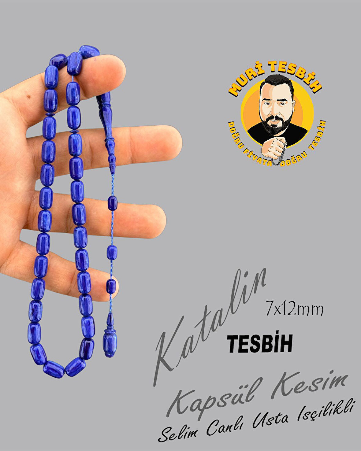 MURİ TESBİH SELİM CANLI KATALİN TESBİH KAPSÜL KESİM 7X12mm