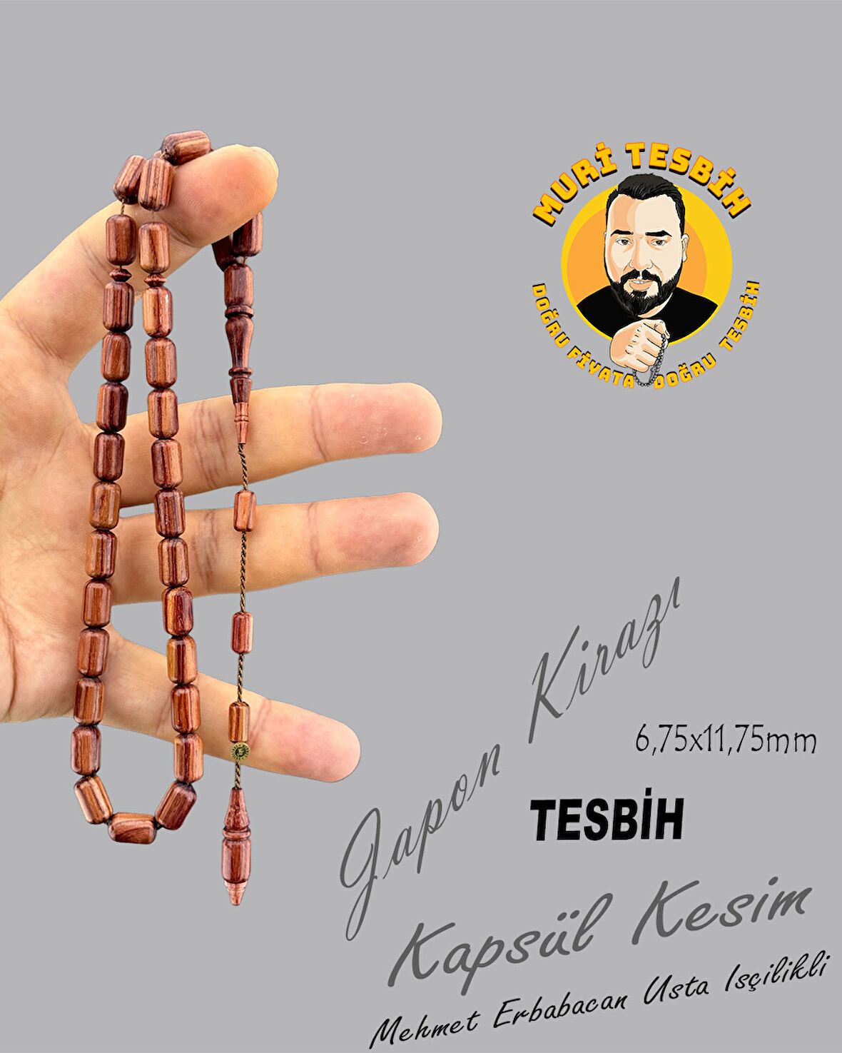 MEHMET ERBABACAN    JAPON KİRAZI TESBİH  KAPSÜL KESİM 6,75X11,75mm