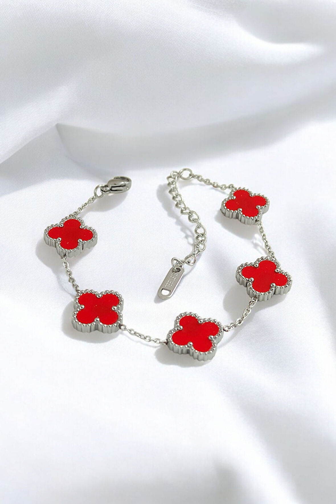 Çelik Sedefli Yonca Bileklik Van Cleef Model 