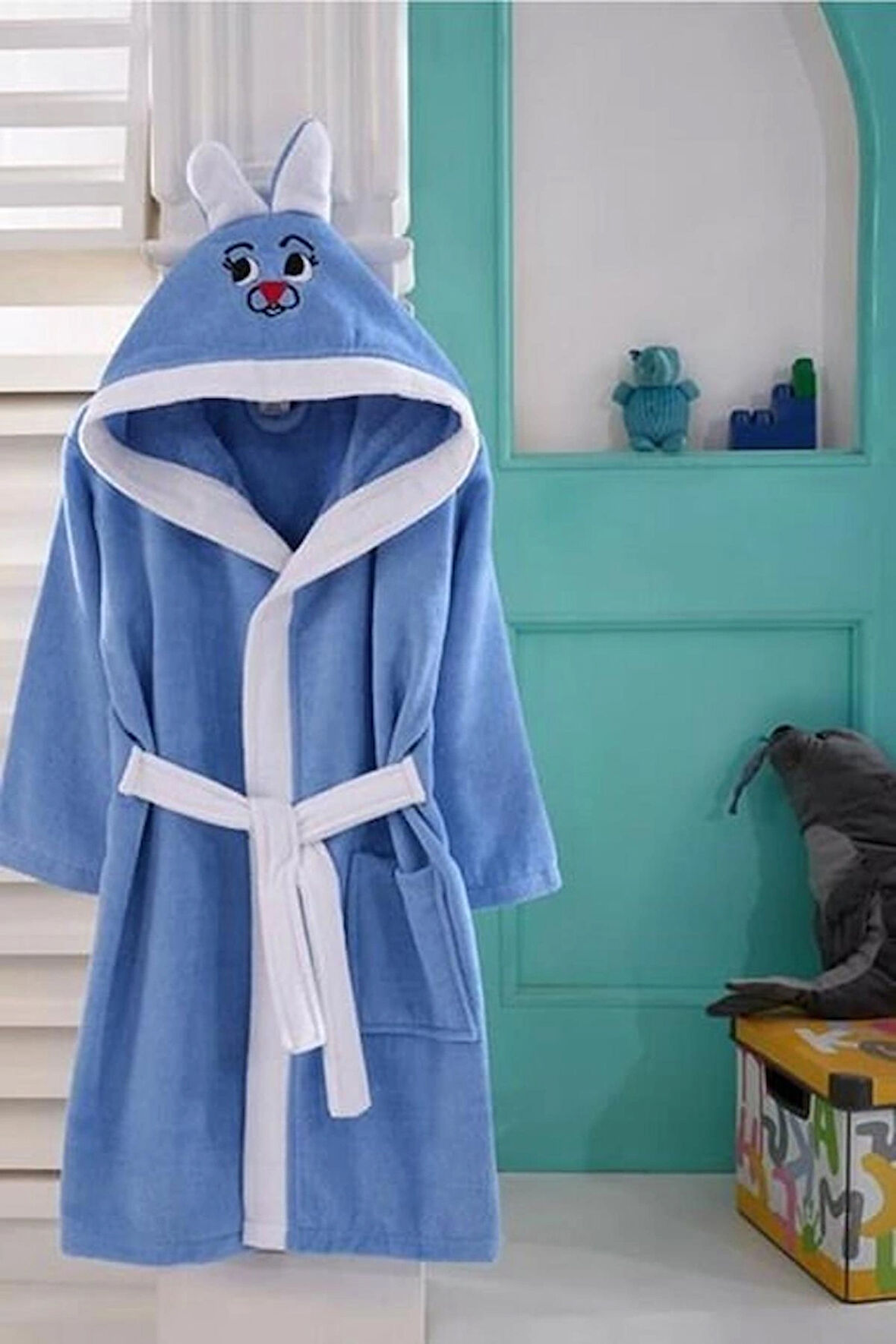 TİNY Tavşan Kulaklı Kapüşonlu Kız Erkek Çocuk Bornozu