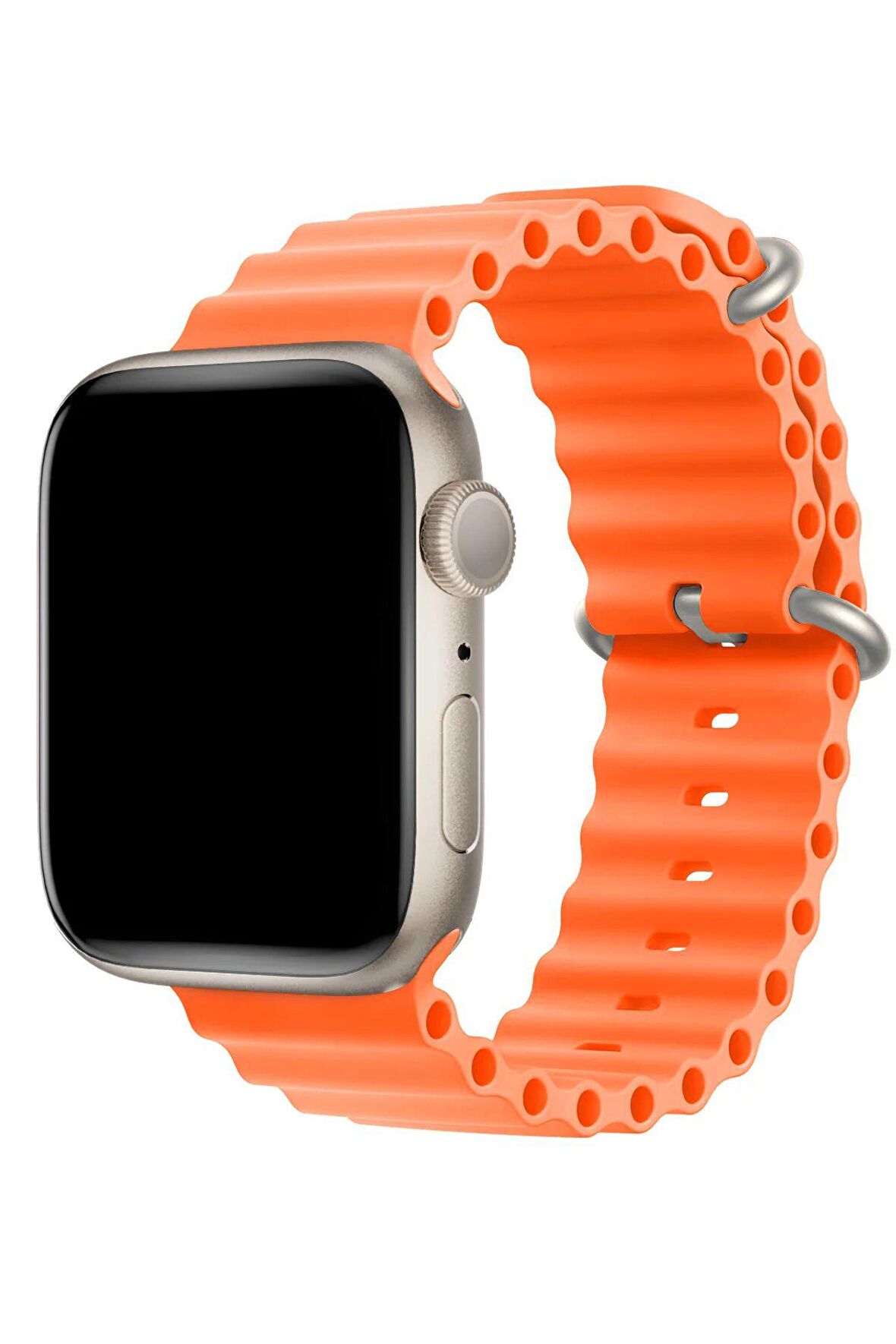 Megafox Apple Watch Seri 2/3/4/5/6/7/8/se Ocean Loop Metal Toka Silikon Kordon 38-40-41 Mm Uyumlu 