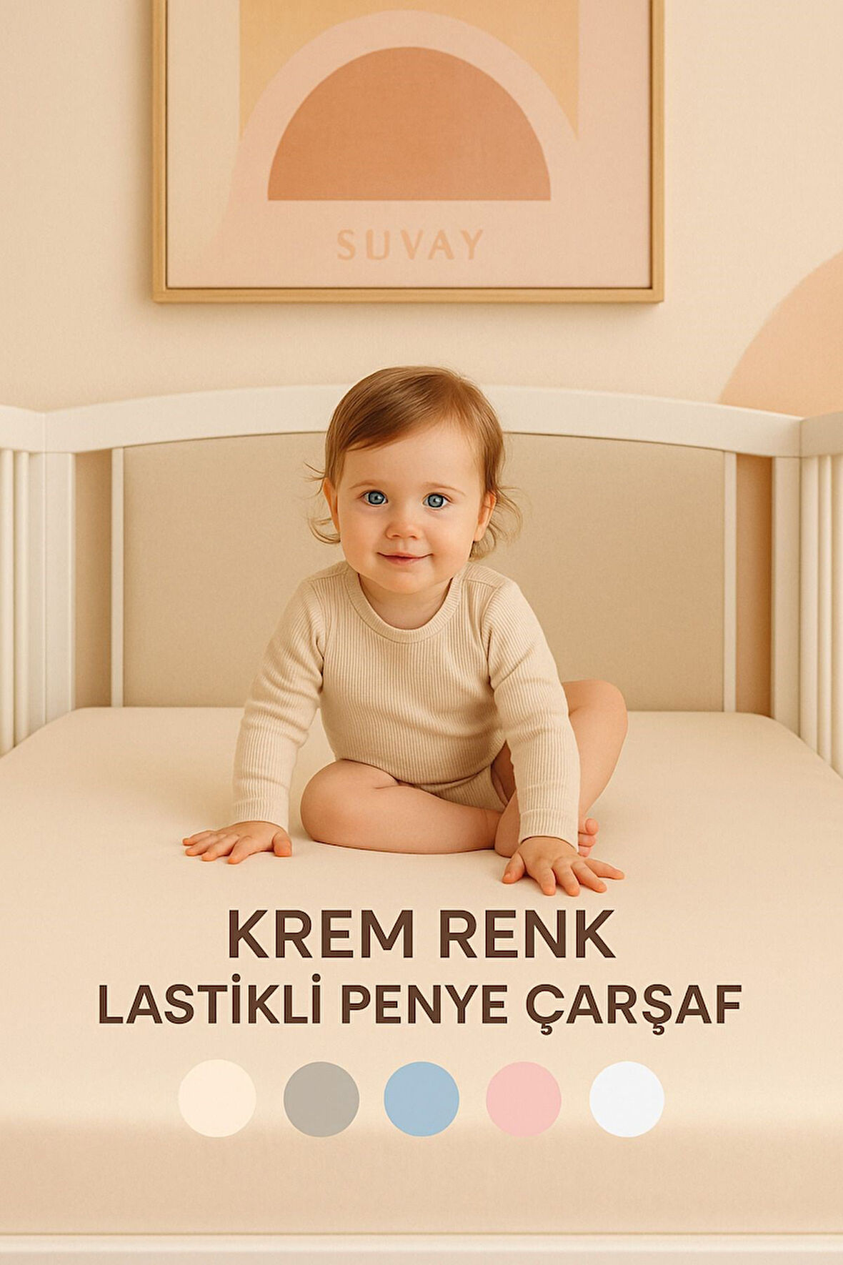 Krem Bebek Lastikli Çarşaf %100 Pamuklu Penye Park Yatak | 60x120 | 70x110 | 70x120 | 70x130 | 70x140