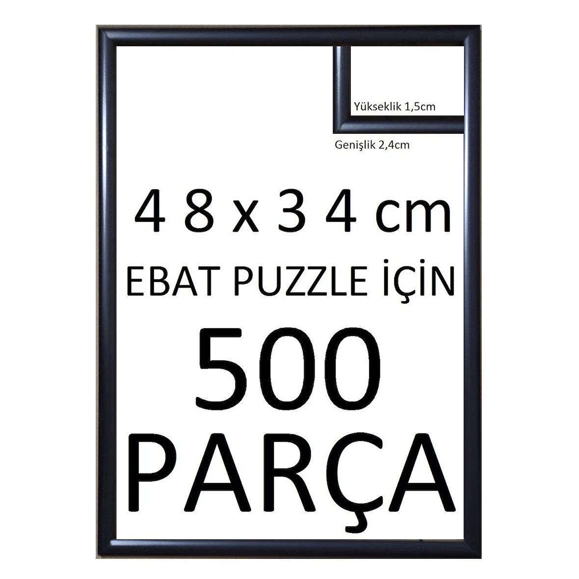 Sar Plus Balıksırtı Puzzle Çerçevesi 500 Parça Için Ebat 48cmx34cm Siyah