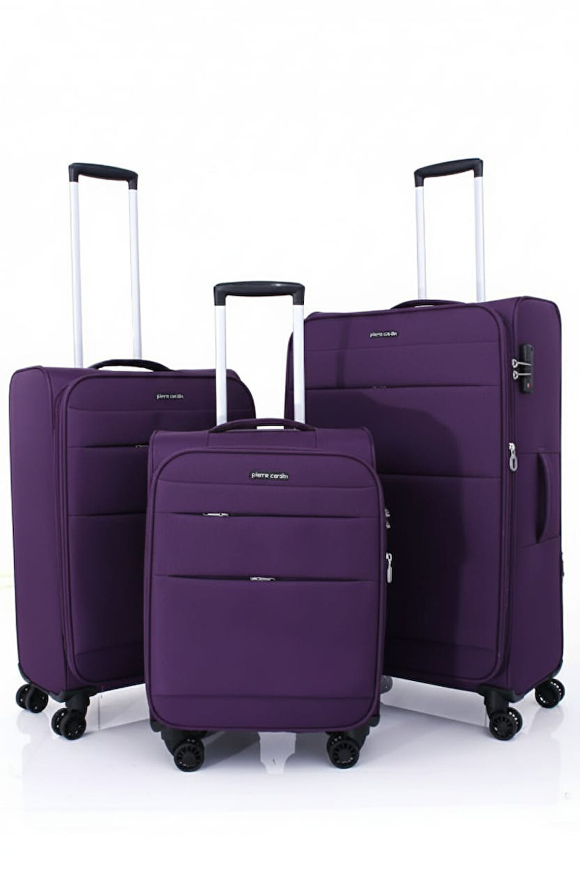 Pierre Cardin 4200 3'LÜ SET Ultra Light Hafif Lüx Kumaş Tekerlekli Valiz 