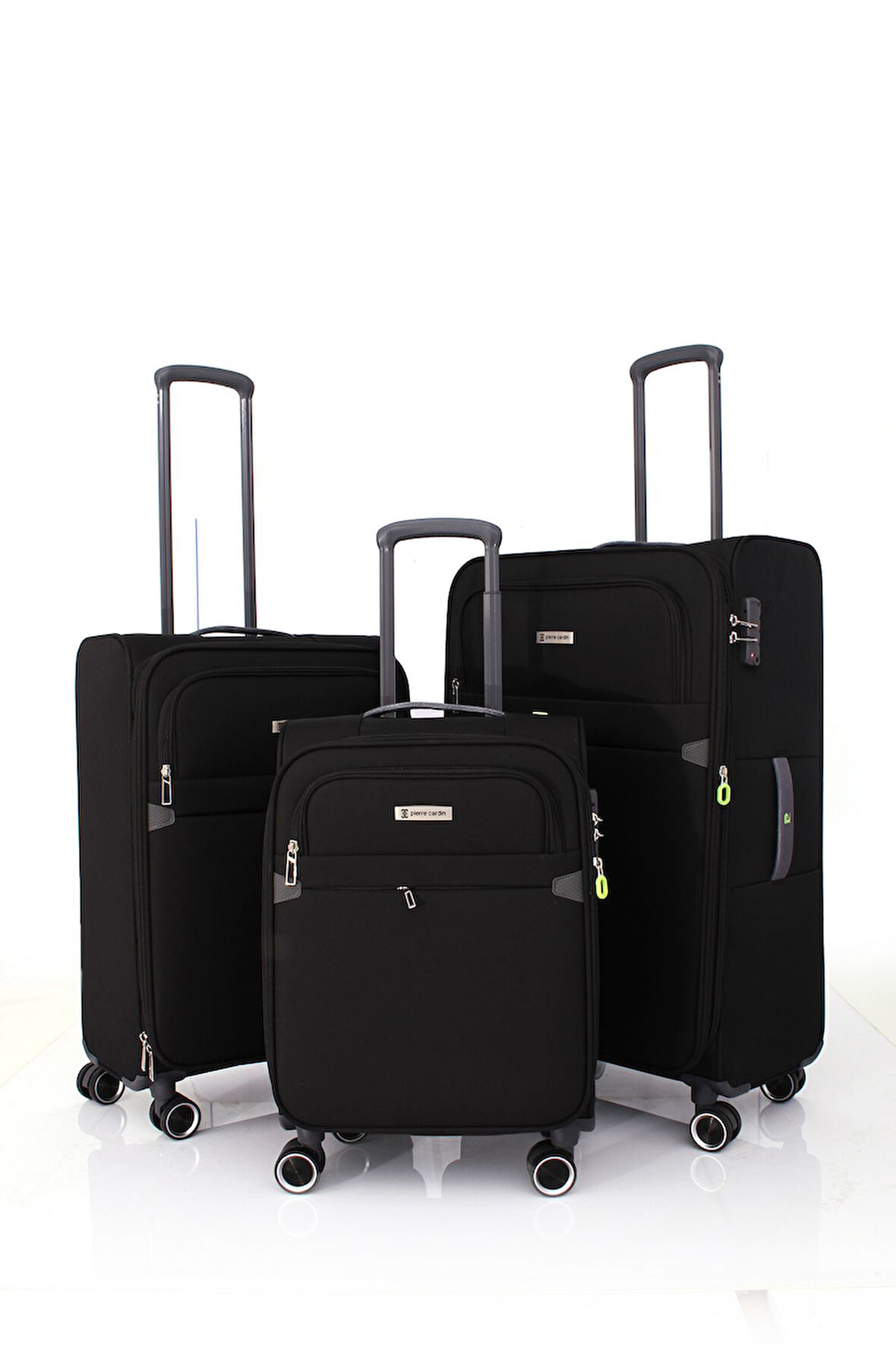 04PC6000 3'LÜ SET Ultra Light Hafif Lüx Kumaş Tekerlekli Valiz Siyah