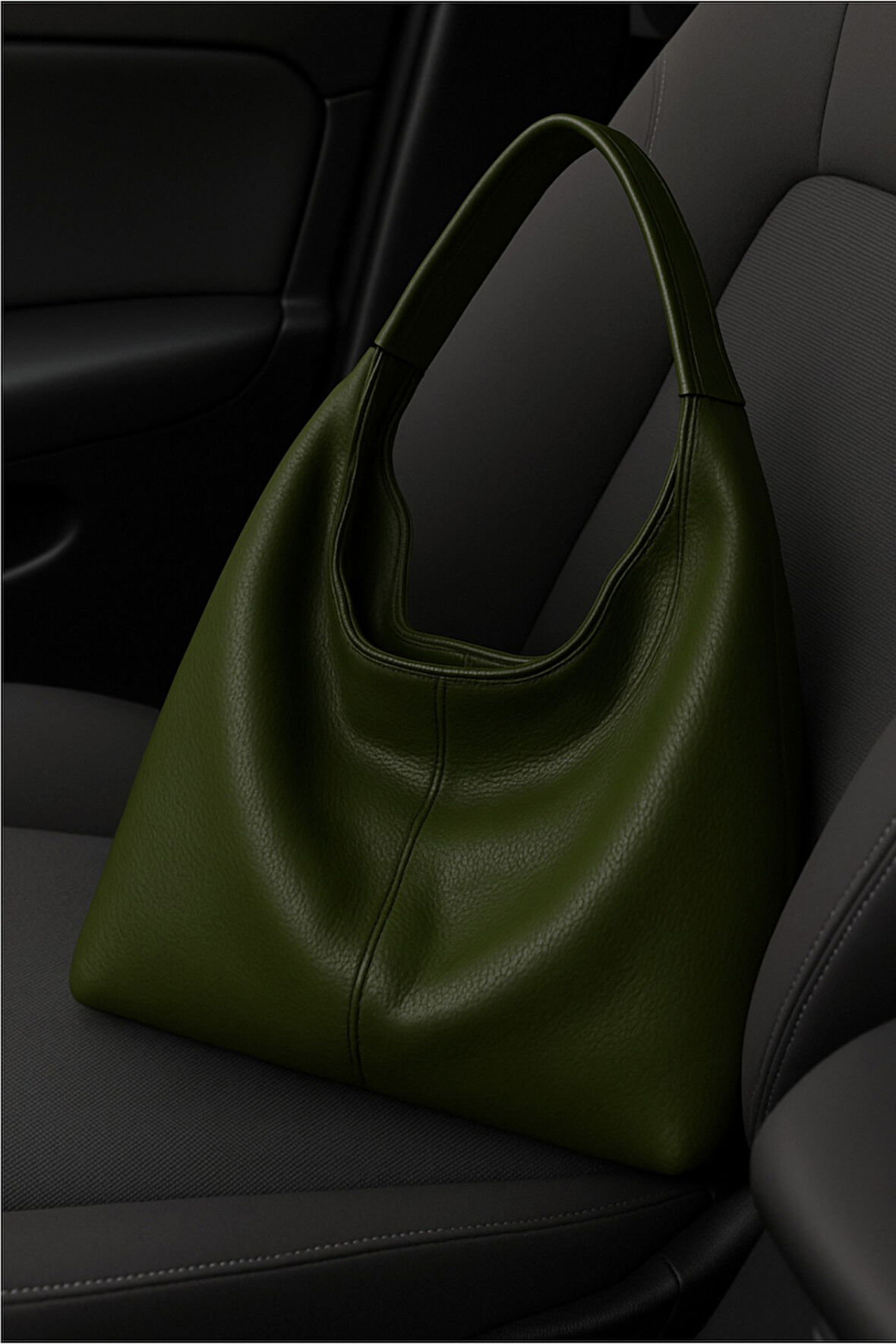 Kadın Salaş Yumuşak Dokulu Büyük Haki Yeşil Omuz ve Tote Çanta