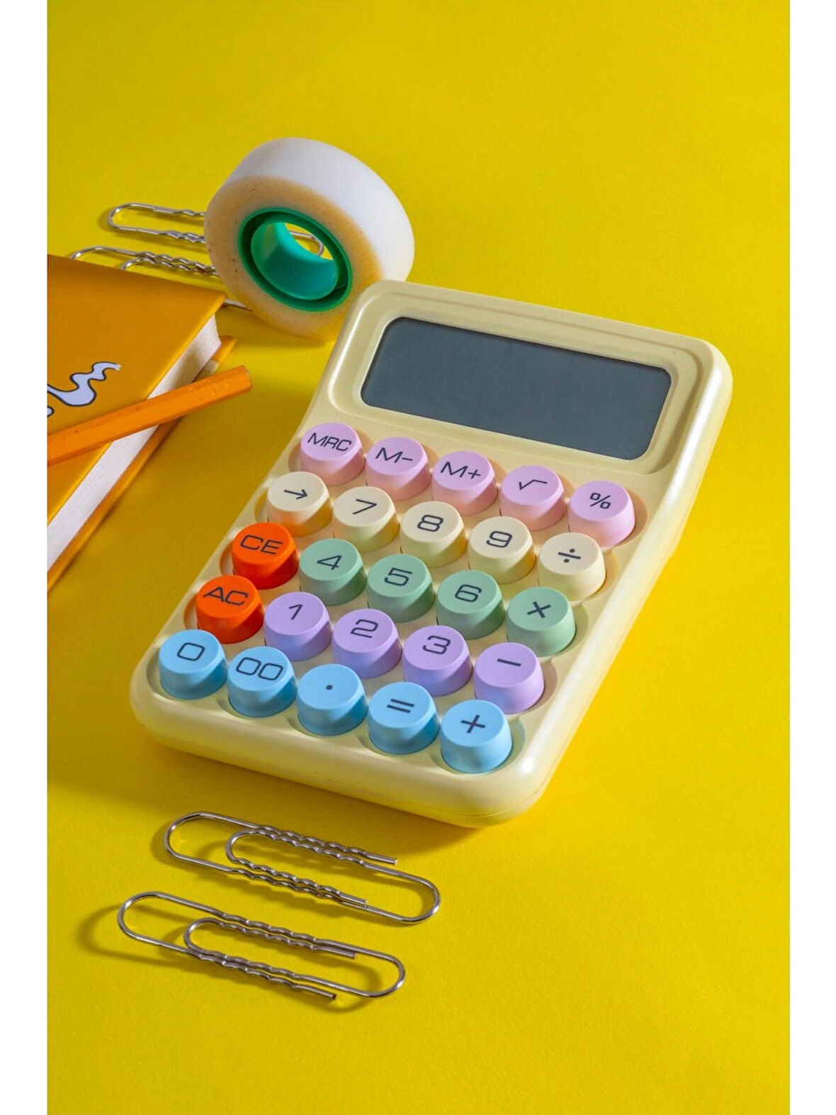 MOBGİFT Renkli Yuvarak Tuşlu Şirin Hesap Makinası SARI