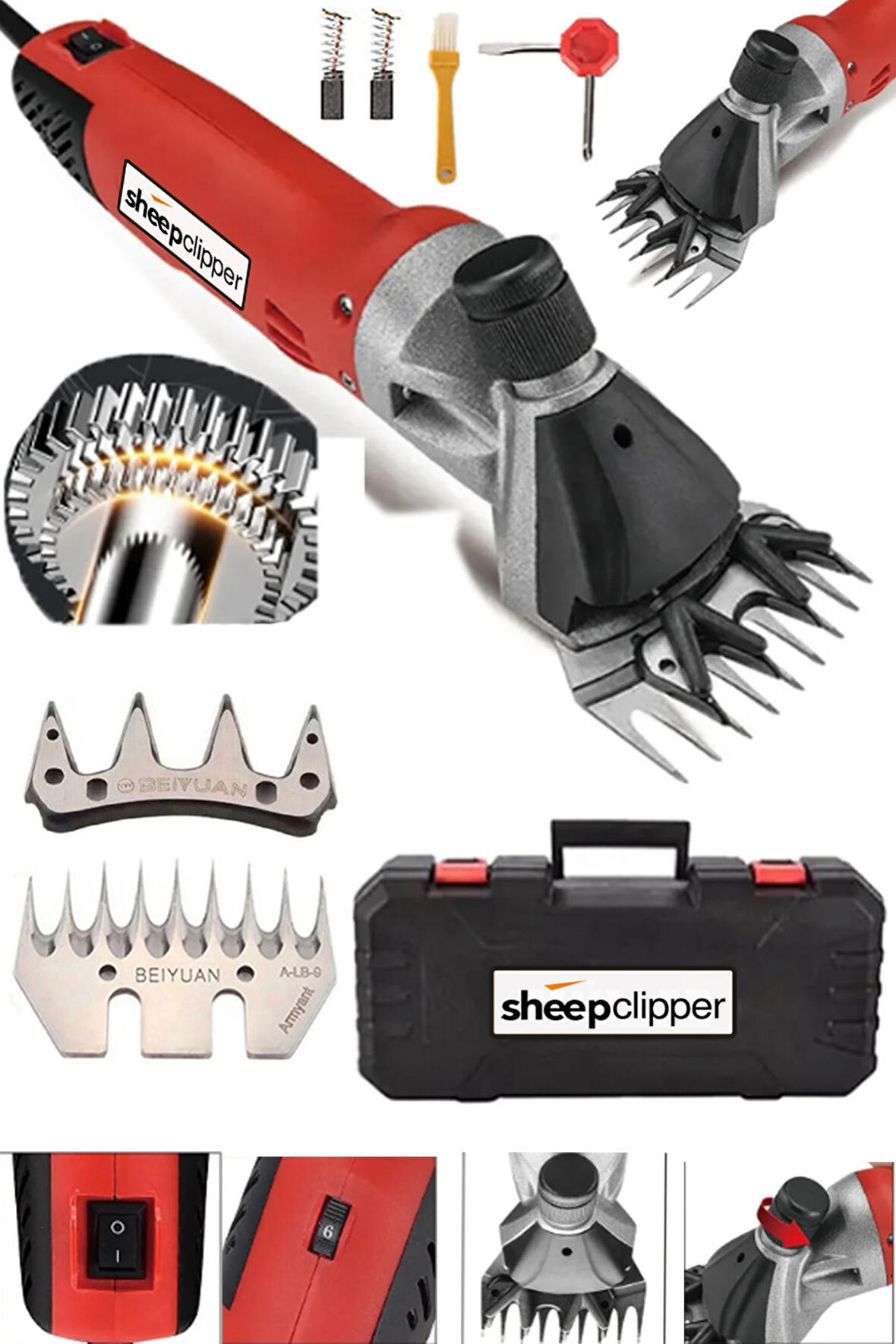 Sheep Clipper Alman 9600 W Çift Soğutma Çelik Şanzıman Devir Ayarlı Koyun Kırkma Makinesi Sürekli Kesime Uygun