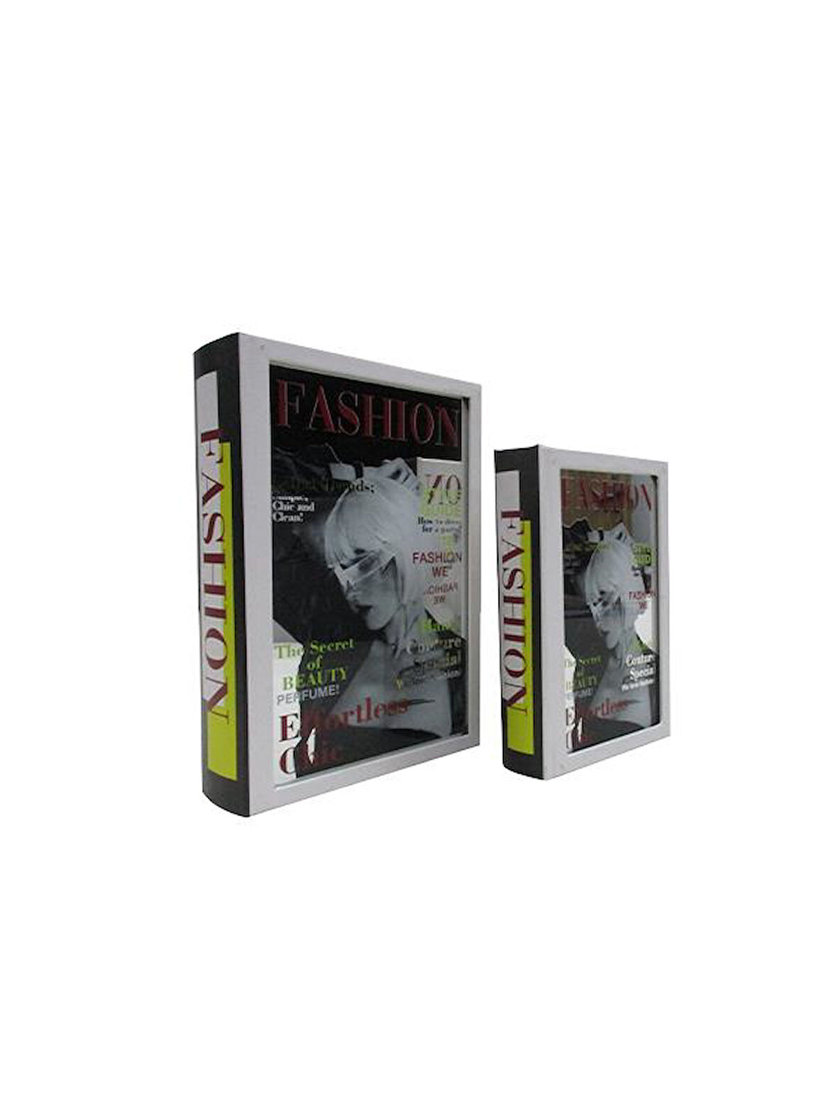Lumienza Dekoratif Baskılı Ayna Kapaklı Ahşap Kitap Kutu AKSH-J1101-S2 SET