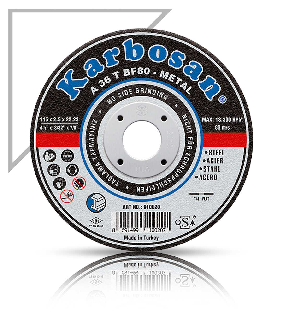 Karbosan 180x3.0x22.23 A36TBF80 Metal Kesme Diski Düz