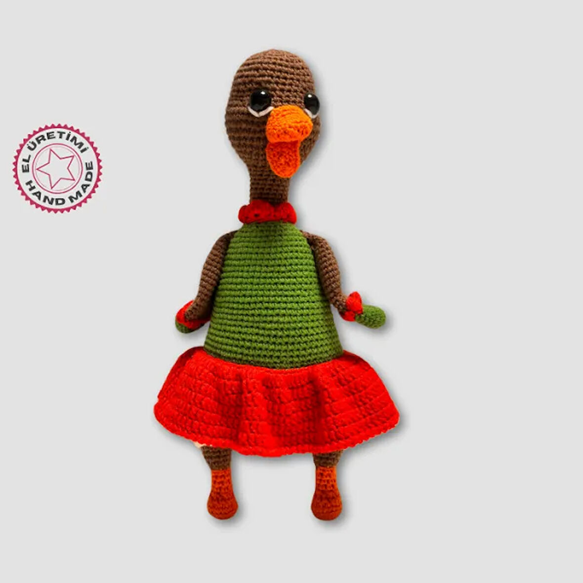 Uretti - gülnur 2184 El Yapımı Amigurumi Etekli Ördek  31cm- Yeşil