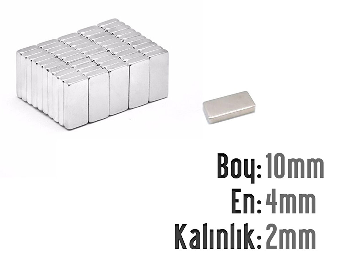 Neodyum Mıknatıs Köşeli  10x4mm , Kalıklık 2 mm (10 Adet)