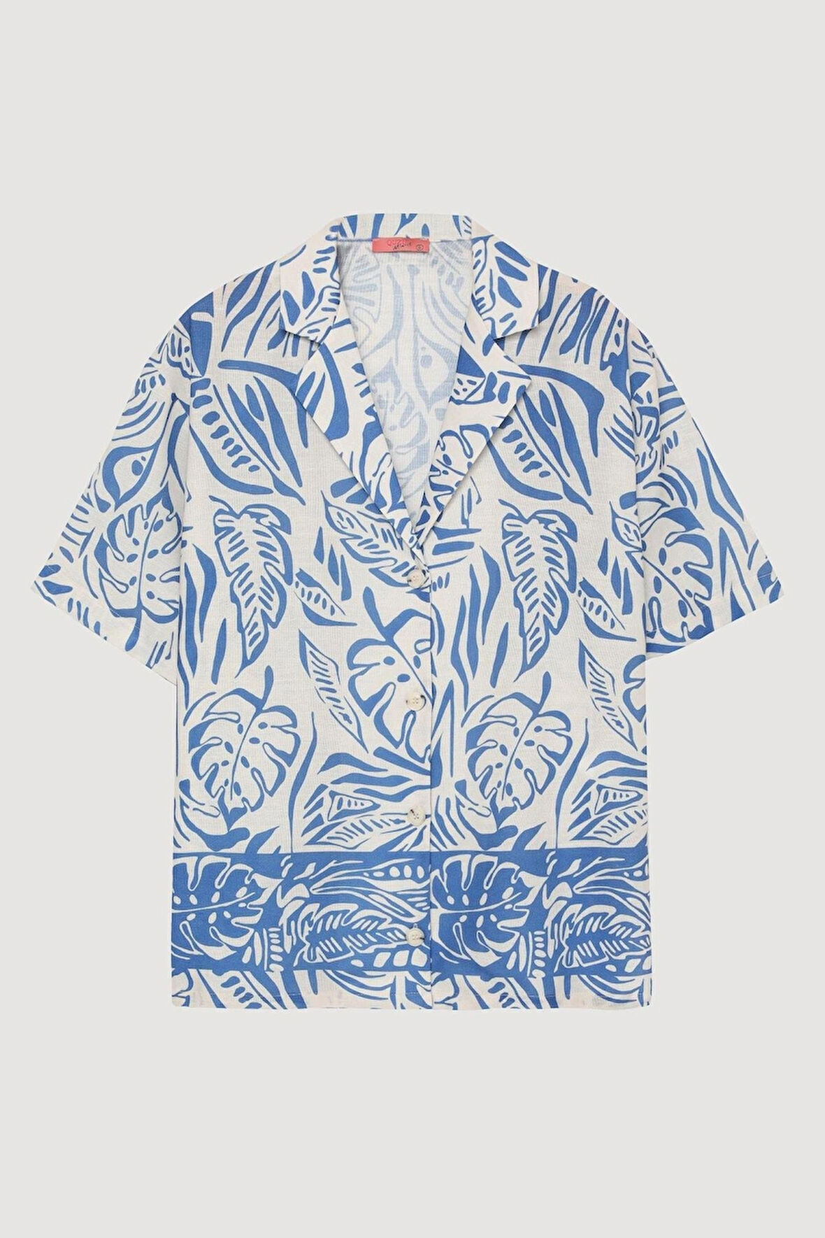  Oversize Kısa Kollu Gömlek Mavi