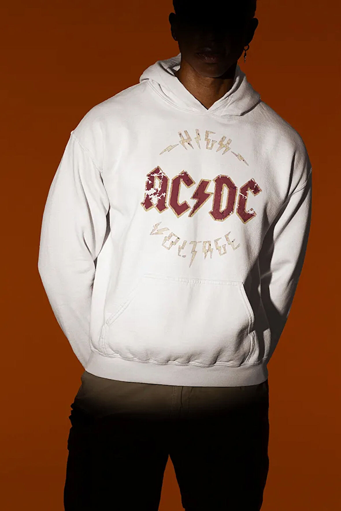 High AC DC Voltage Yazılı Unisex Oversize Rock Metal Hoodie